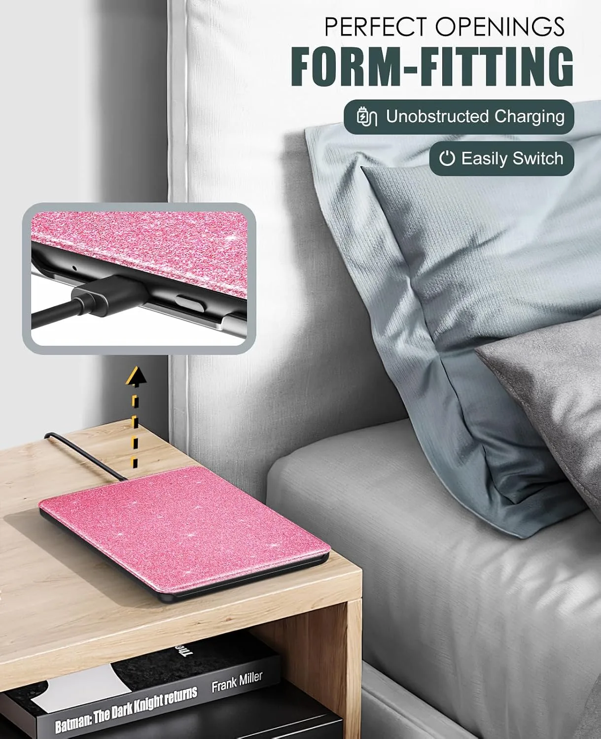 MoKo Case for 7" Kindle Paperwhite 12th Gen&Colorsoft 2024, Shiny Pink