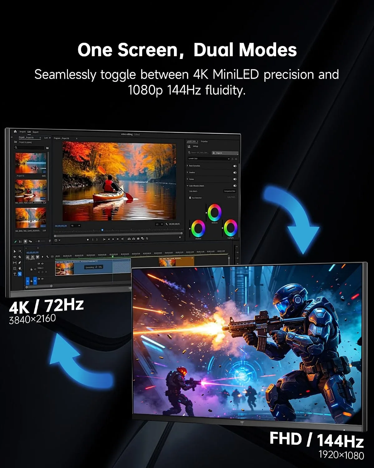 KTC 27 Inch 4K Mini-LED Gaming Monitor, Dual Mode, Fast IPS, M27U6