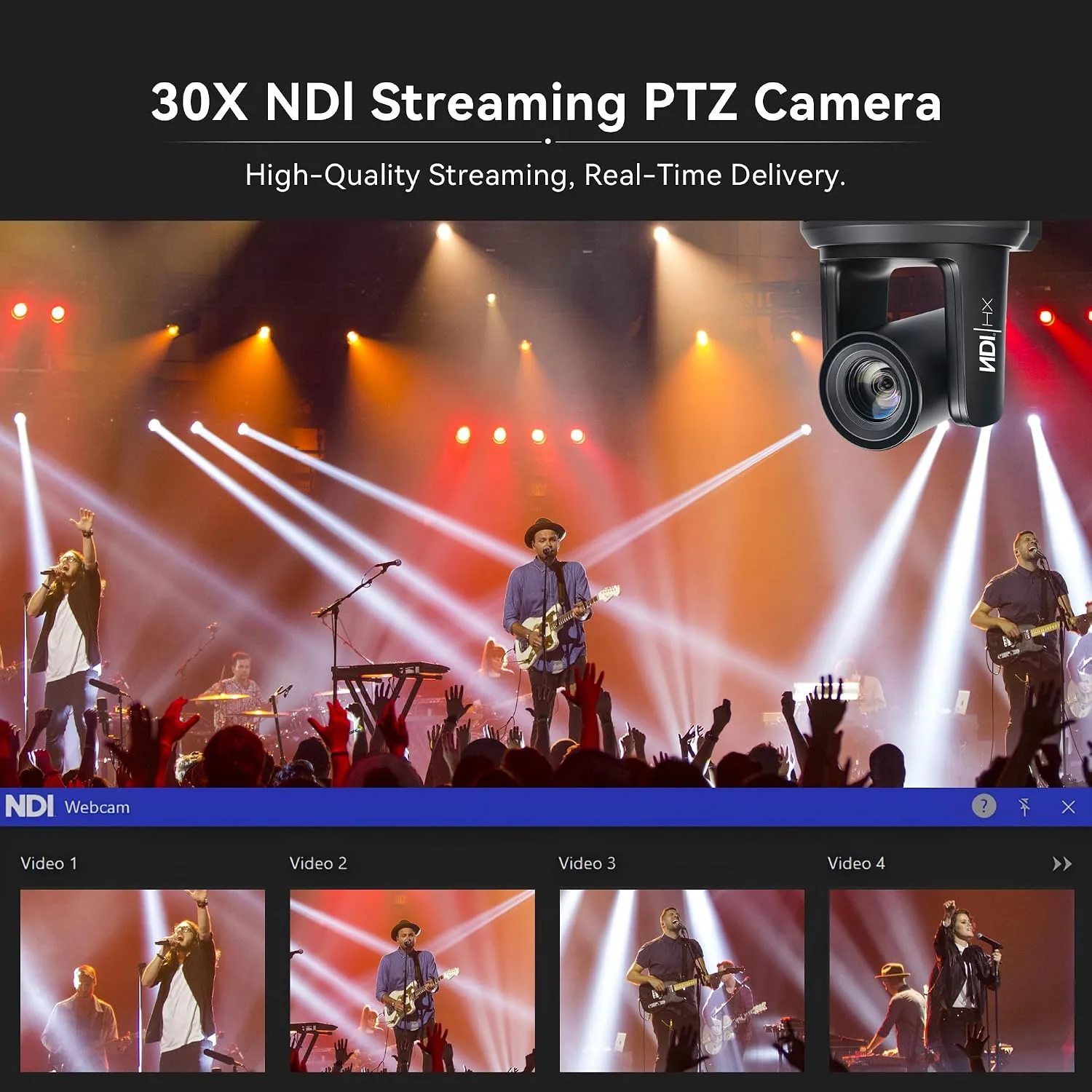 TONGVEO NDI AI Auto-Tracking IP PTZ Camera SDI/HDMI/USB3.0/LAN PoE 30X Optical + 8X Digital Zoom 1080P 60fps for Live Streaming Church Services Education Video Conference with OBS vMix and More