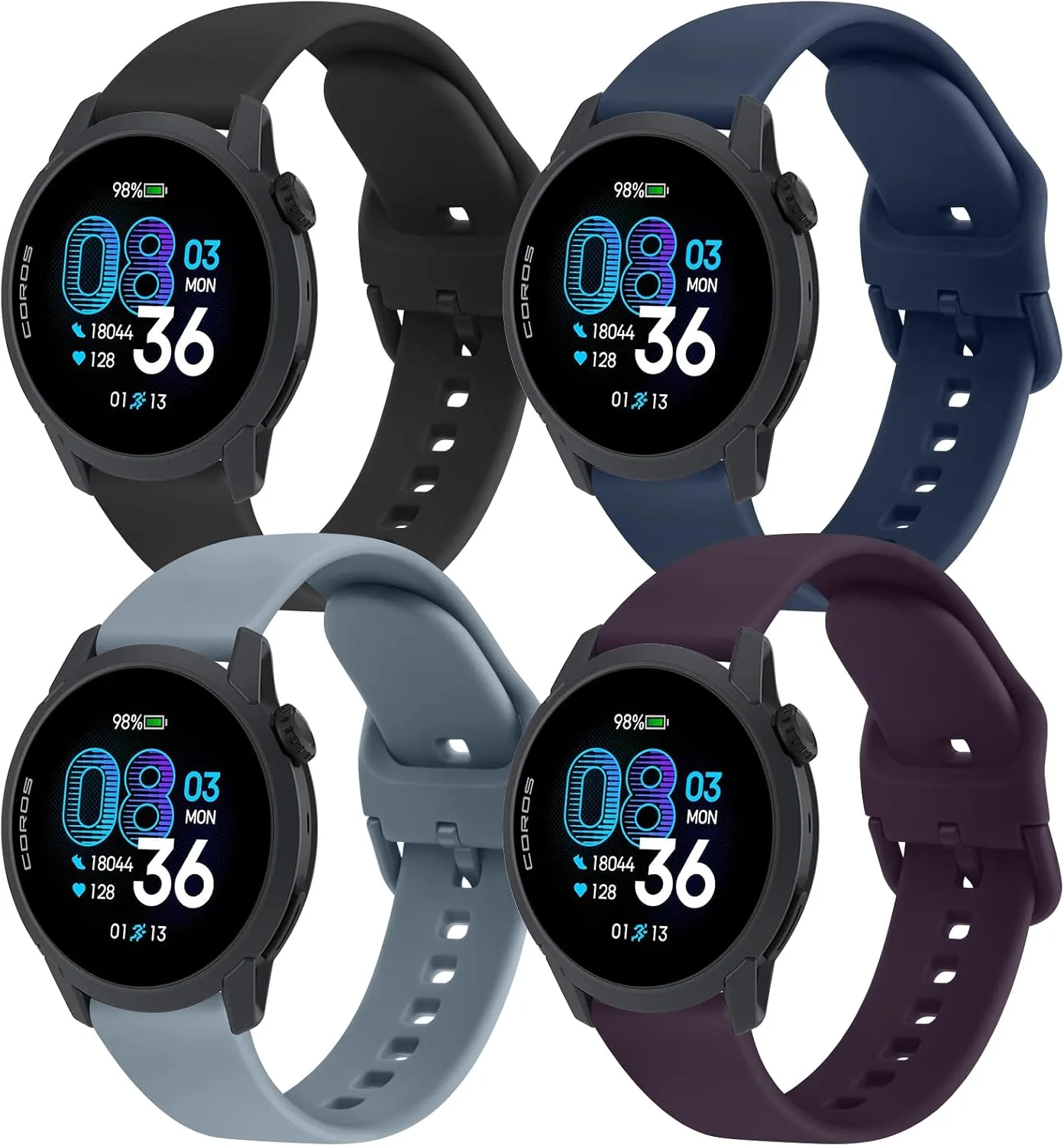 Correas AK 4PACK compatibles con COROS PACE 4/3/Pro/APEX 2 Pro/APEX Pro/APEX 46mm 22mm Sport Soft