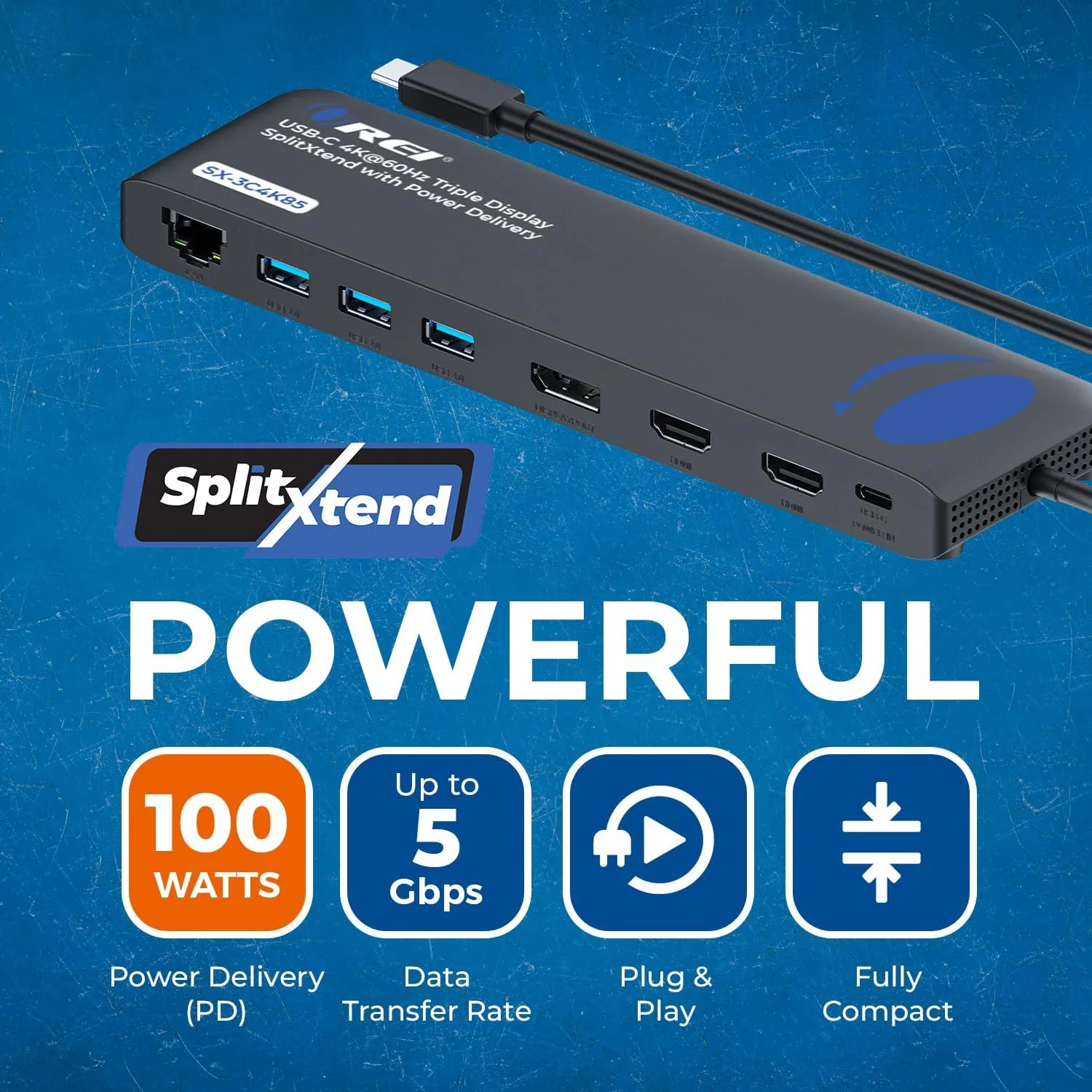 OREI USB C Docking Station Triple Monitor, SplitXtend 12-in-1 Laptop Dock