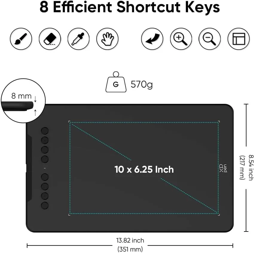 XPPen Updated Deco 01 V3 Drawing Tablet, 16384 Pressure Sensitivity, 8 Custom Shortcuts, 220 Report Rate for OSU Drawing Pad, Remote Teaching & Animation, Compatible with Android, Windows, macOS