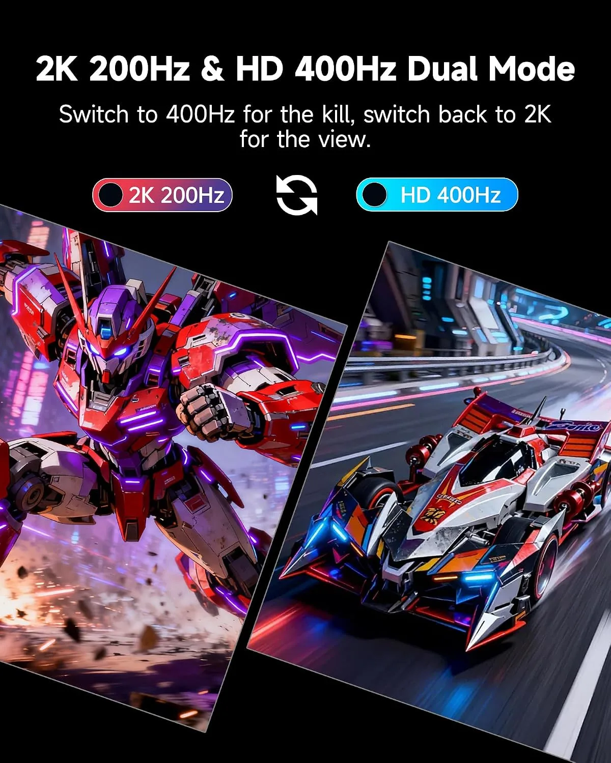 KTC H27S5 27 Inch Curved Gaming Monitor, QHD 2K 200Hz / HD 400Hz Dual Mode