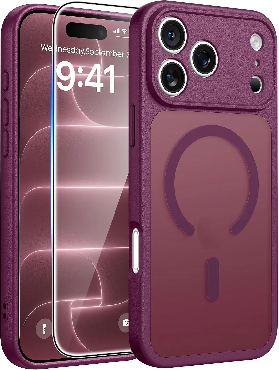 Carcasa Fntcase para iPhone 18 Pro/iPhone 17 Pro con Magsafe Burdeos