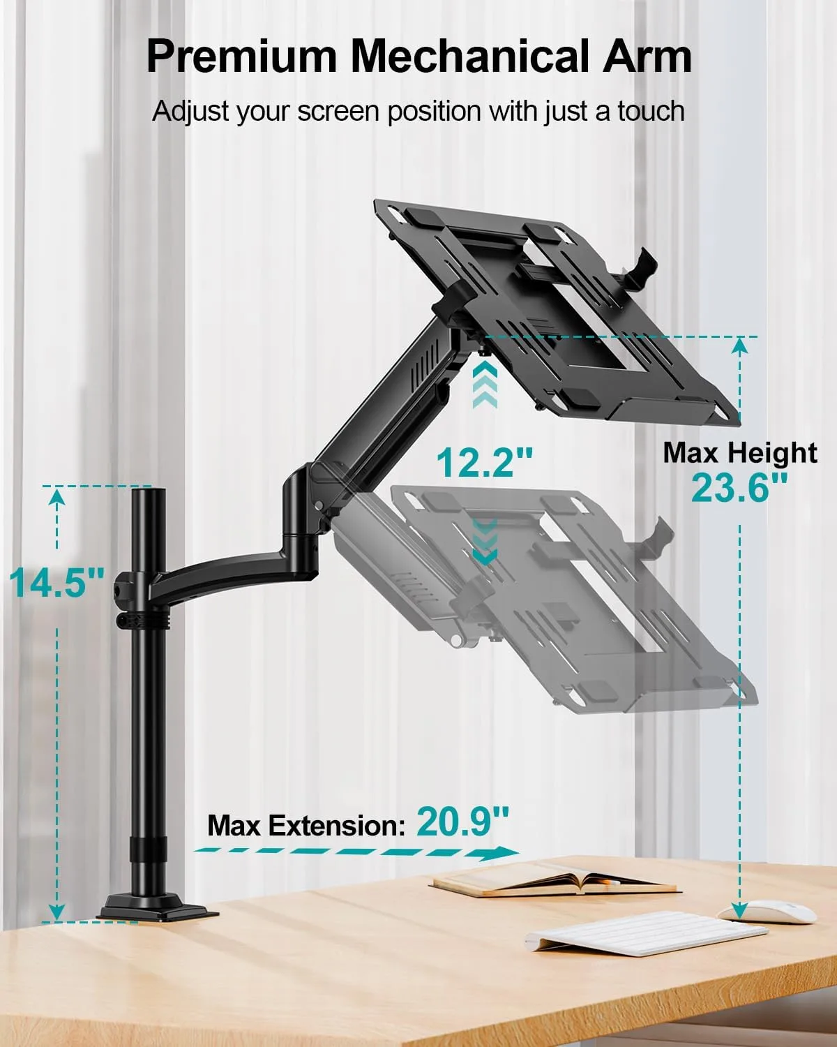 MOUNT PRO Laptop Arm Desk Mount for Max 22lbs 17" Laptop & Max 32" Monitor