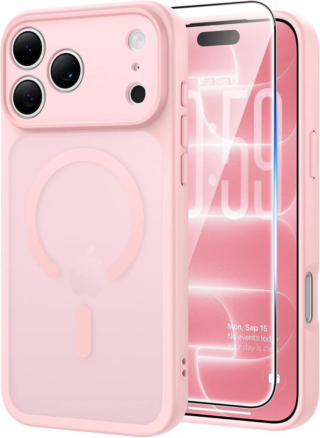 FNTCASE for iPhone 18 Pro Max / 17 Pro Max Case Fit for MagSafe Light Pink