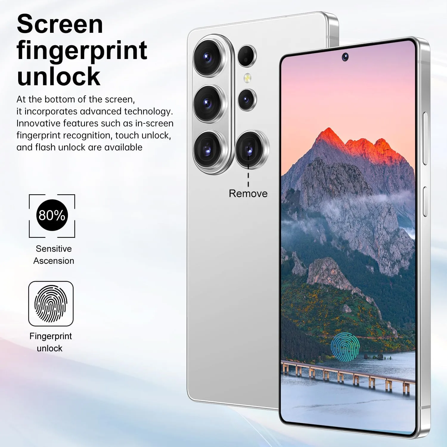 Huness S26 Ultra Unlocked Phone,Built in Pen The Phone,Cell Phone Battery 7000mAh 6.99" HD Screen,Android 15 16+512GB Smartphone,Dual SIM/5G/Face ID/Fingerprint Lock/GPS (White)