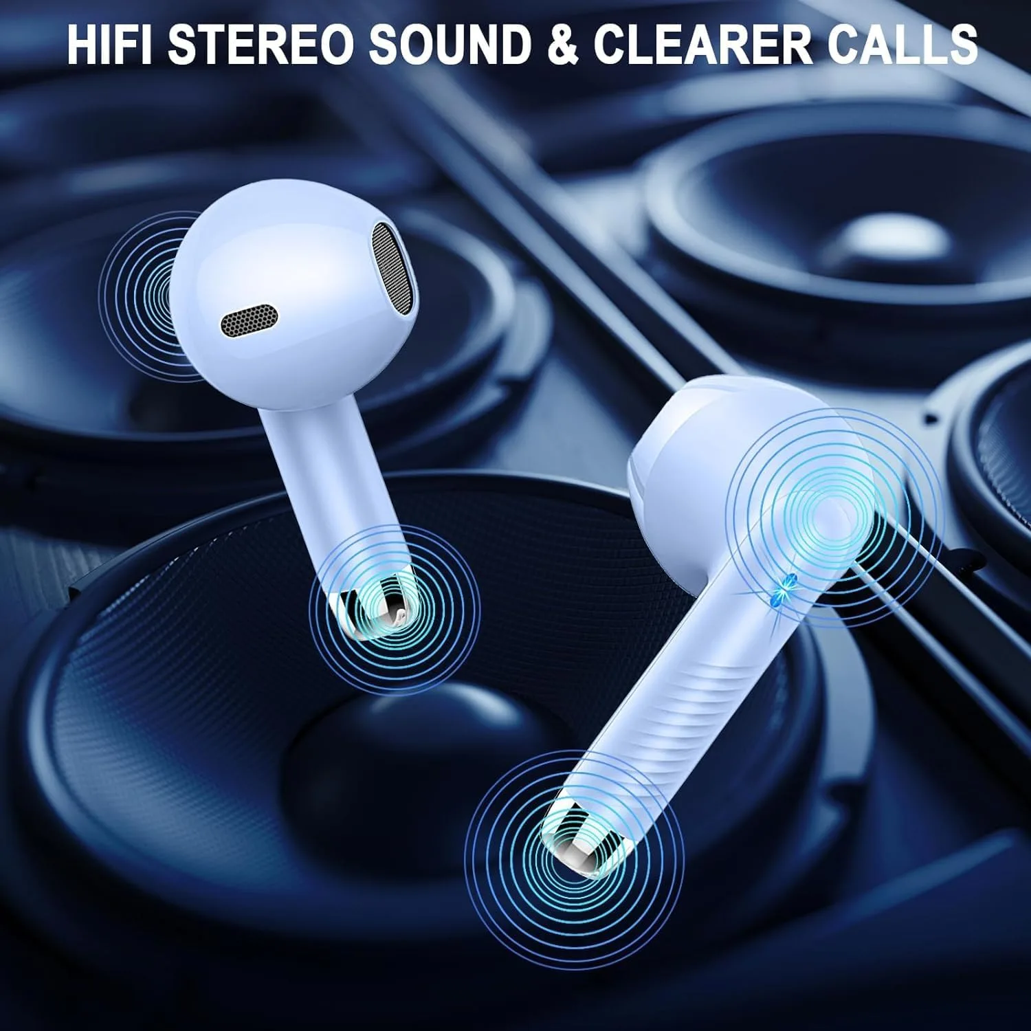 Wireless Earbuds Bluetooth 5.4, LED Power Display Headphones, 6D Stereo