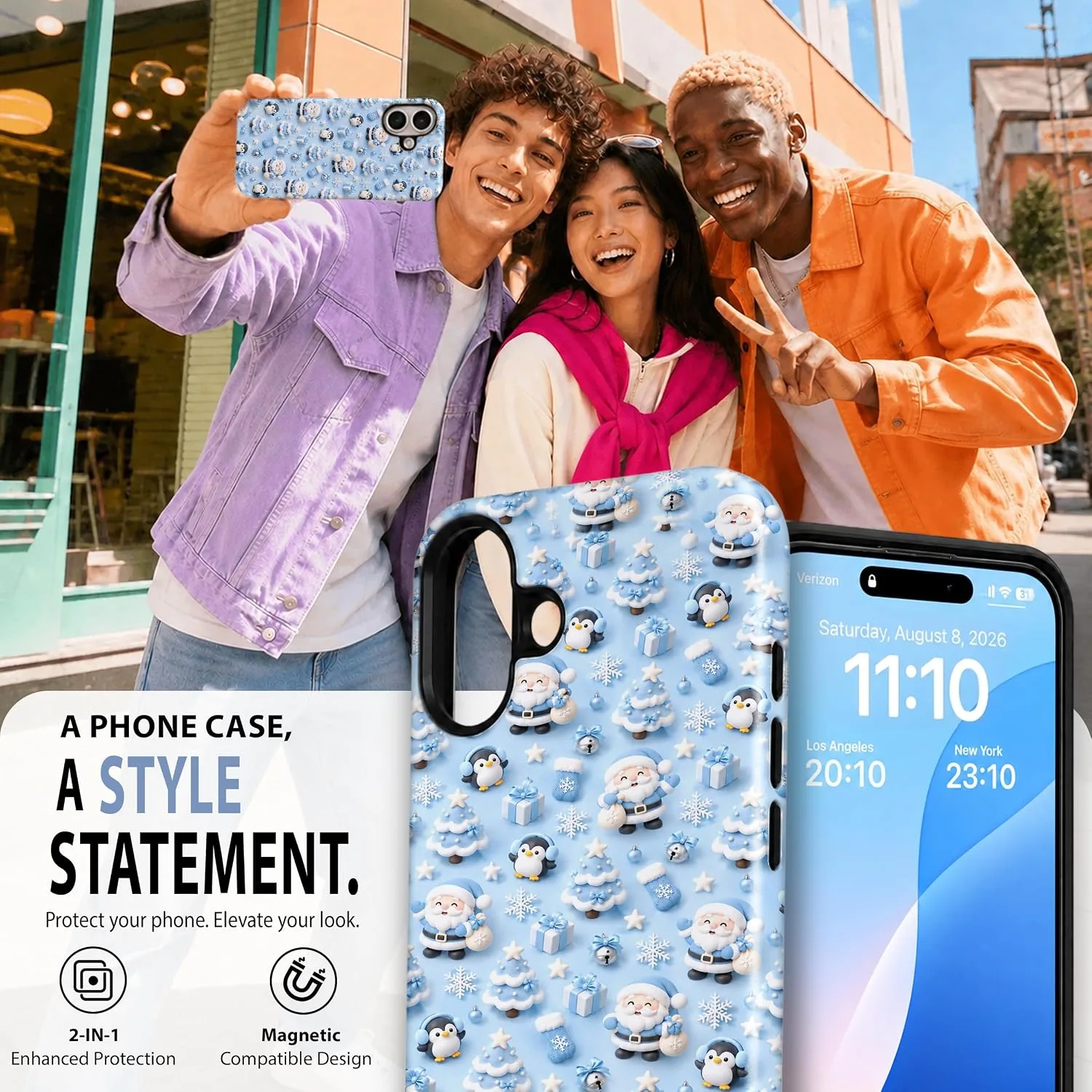 Magnetic for iPhone 16 Baby Blue Phone Case, Cute