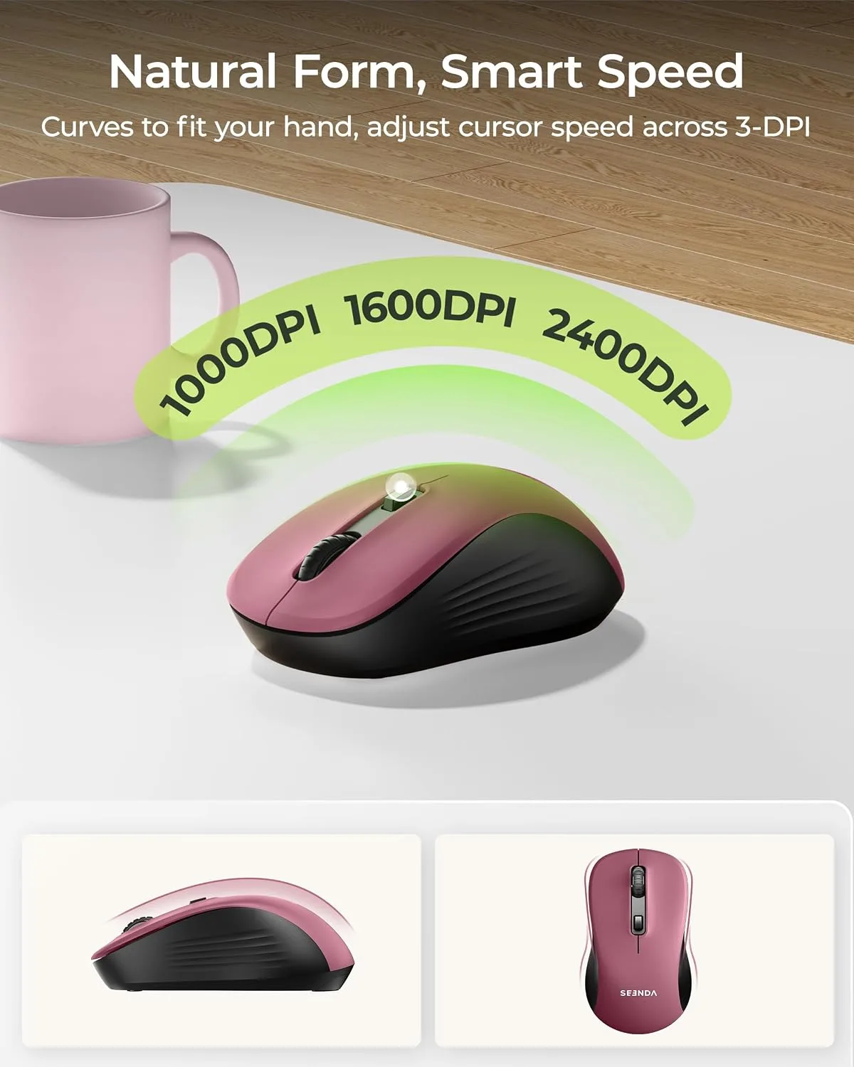 seenda COE200 Wireless Bluetooth Keyboard and Mouse Combo with Wrist Rest