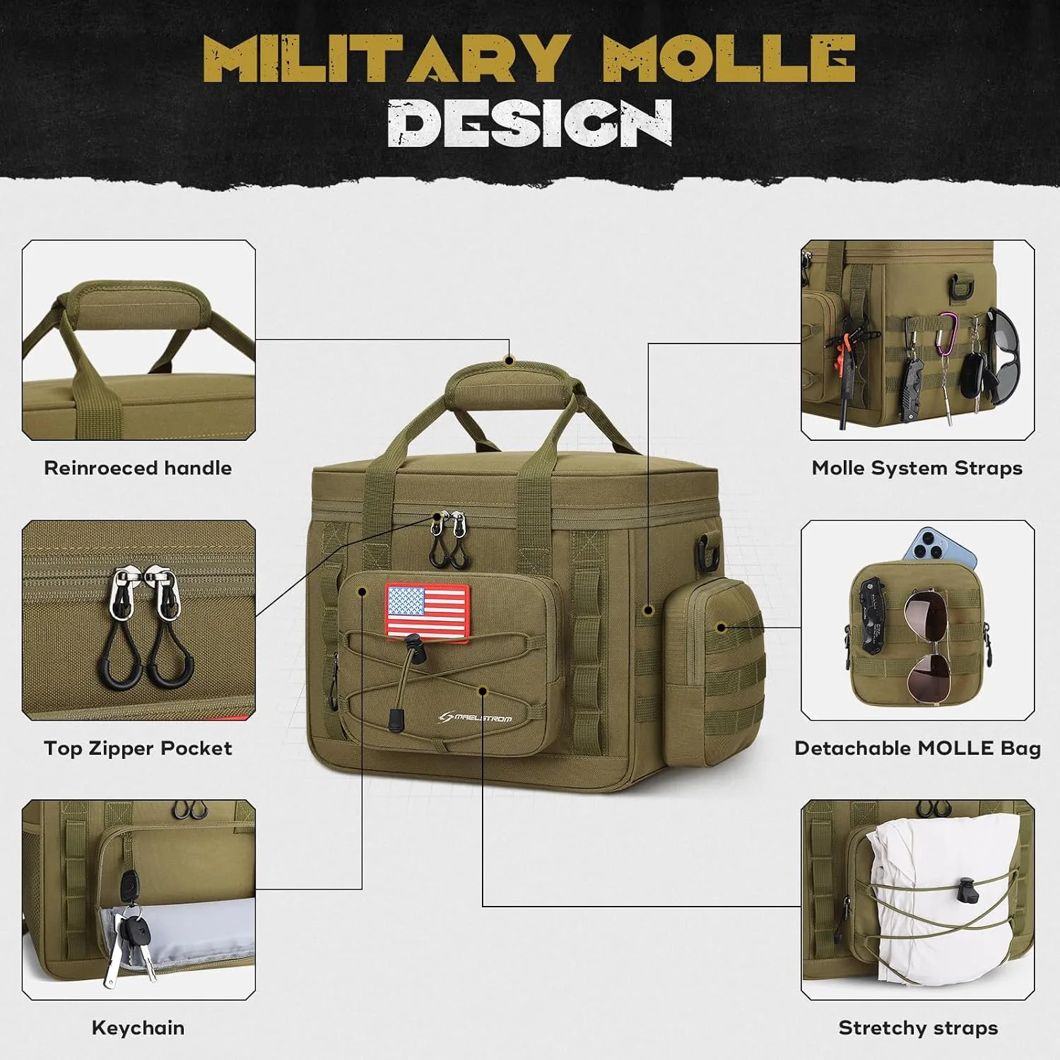 Maelstrom Tactical Lunch Box for Men, Cooler Bag with Detachable MOLLE Bag