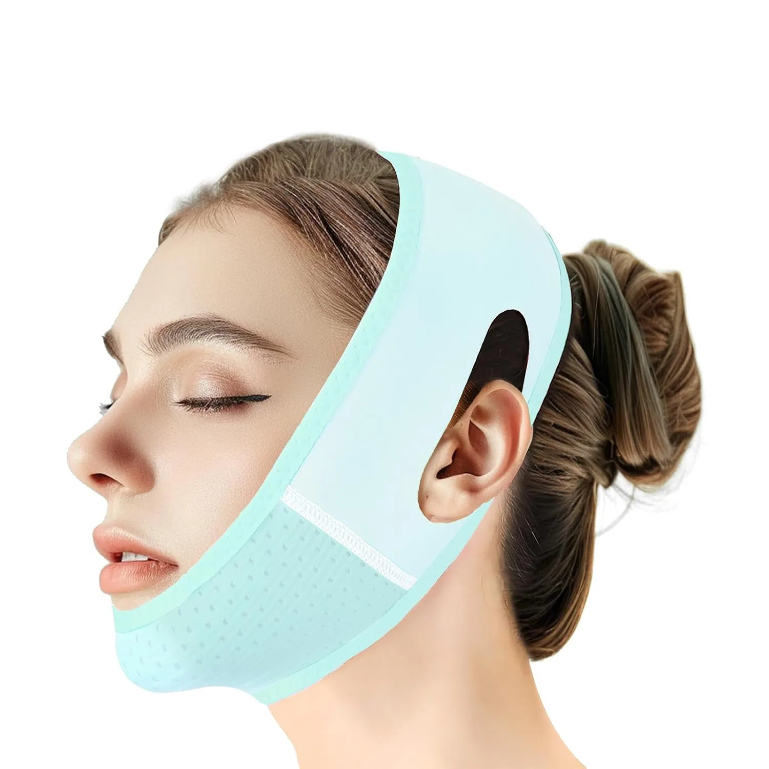 Mascarilla facial V Line Beiskll con banda para barbilla reutilizable azul claro