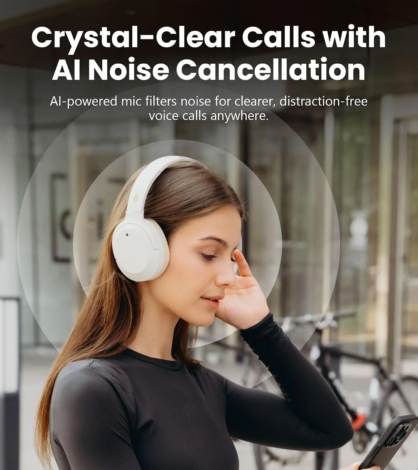 Edifier W820NB Plus Gen 2 Over-Ear Noise Cancelling Headphone, Ivory