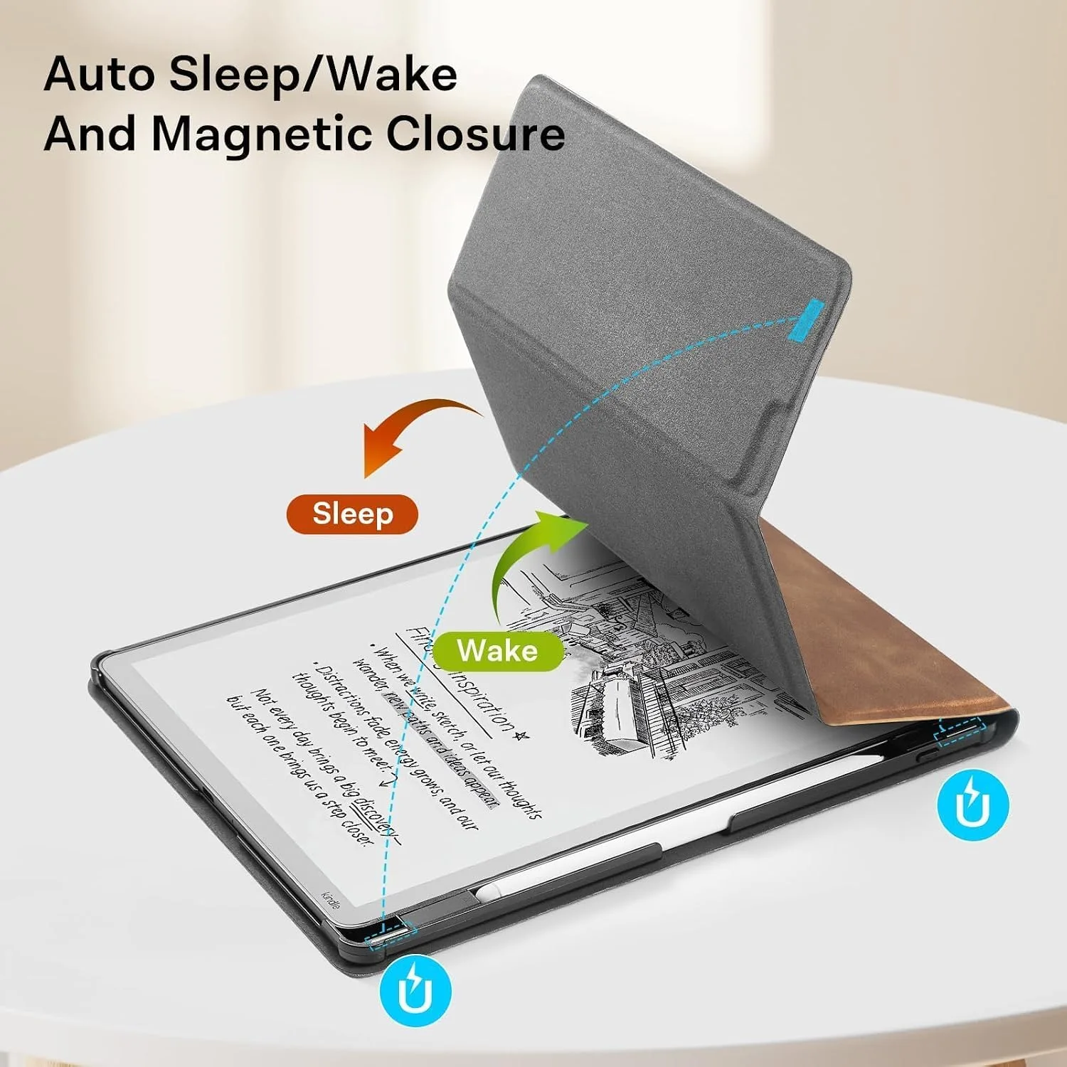 CoBak Case for 11" Kindle Scribe 3rd Generation 2025, Kindle Scribe Colorsoft with Two Viewing Angles - All New PU Leather Cover with Auto Sleep Wake, Pen Holder. Retro Brown