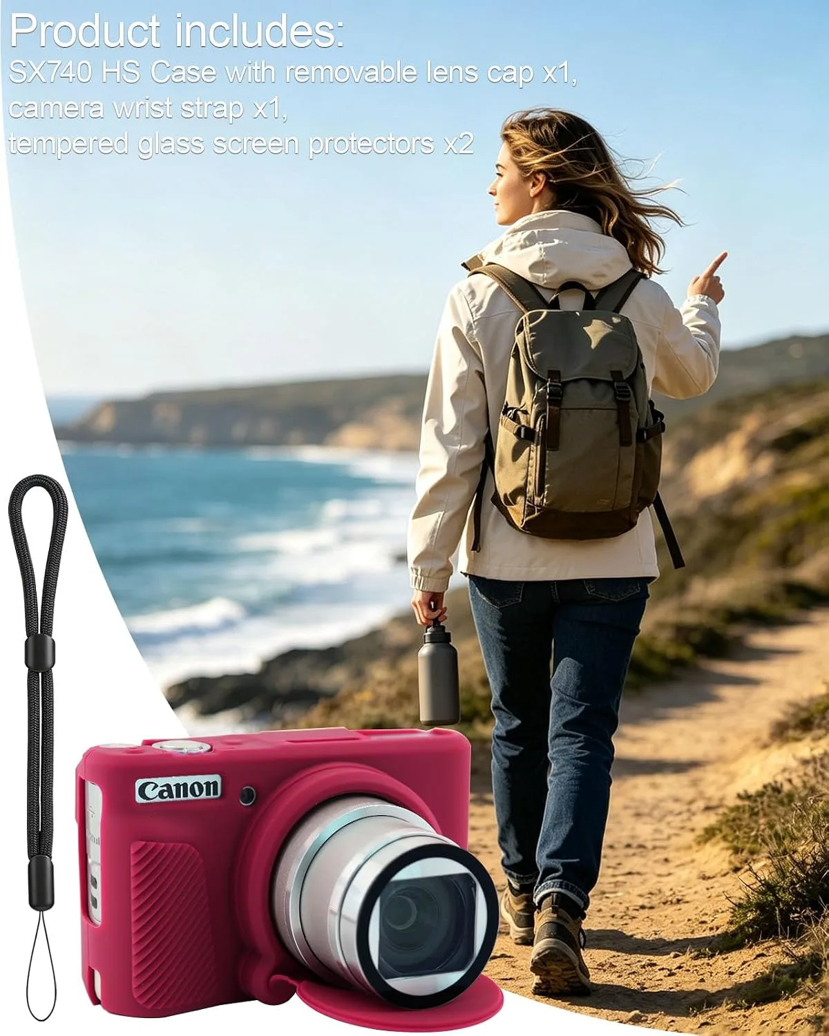 Case for Canon PowerShot SX740 HS, SX730 HS Camera - Dark Red