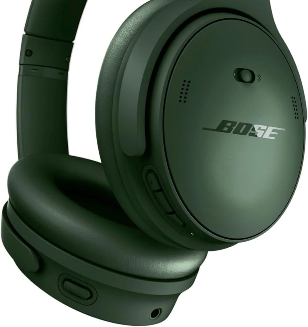 Bose QuietComfort Headphones - Wireless Bluetooth Headphones, Active Over Ear Noise Cancelling and Mic, Deep Bass Bundle + Desktop Headphone Stand + Green Extreme Dual Wall Charger (Cypress Green)