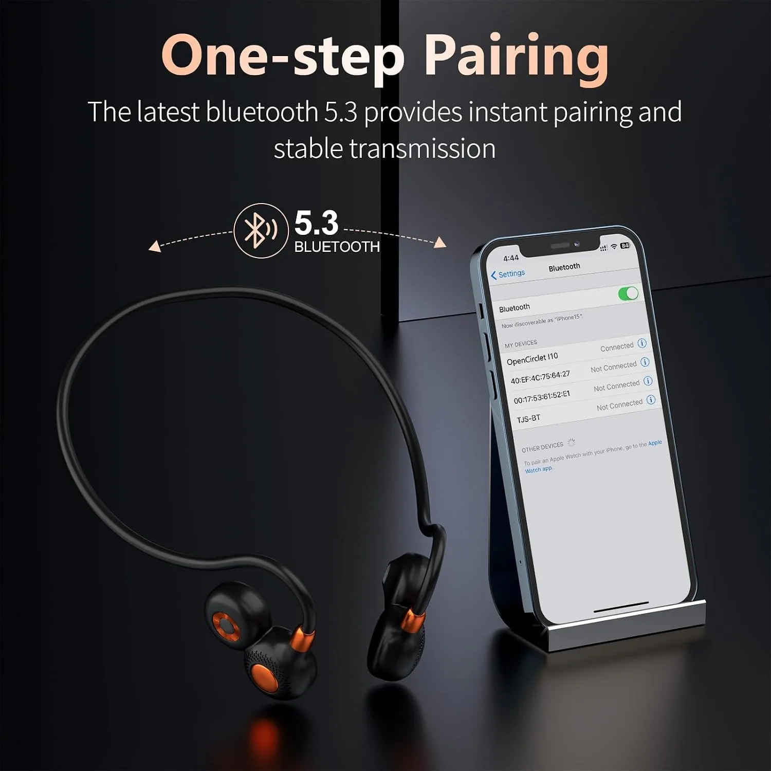 Ortizan Open Ear Headphones, Bluetooth 5.3 Wireless Air Conduction Headphones Sport Earbuds, Premium Sound, IPX6 Waterproof, Clear Call, 19g Lightweight Earphones for Running Cycling Workouts (Black)