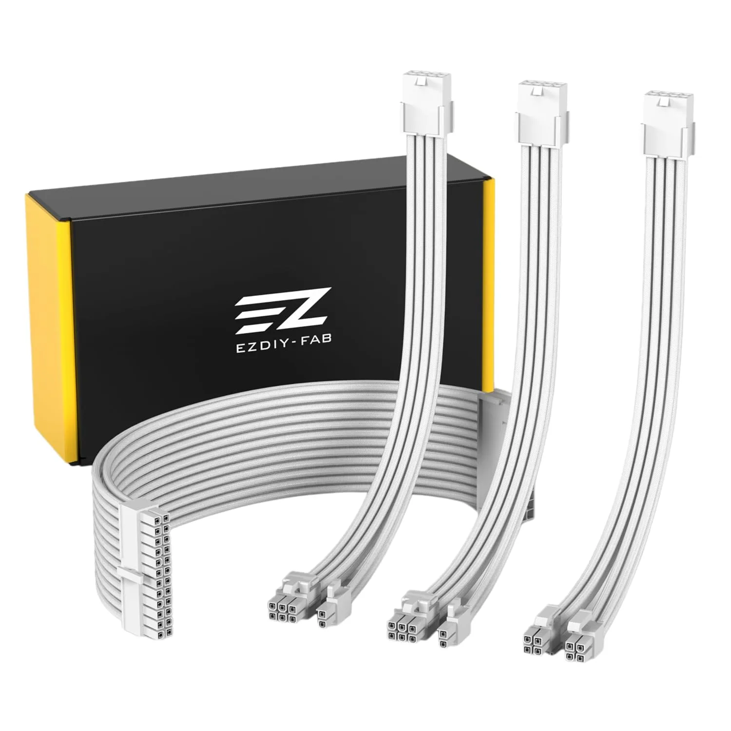 Cable Extensor para Fuente de Poder EZDIY-FAB 24PIN/8PIN a 6+2PIN/4+4PIN 30cm Blanco