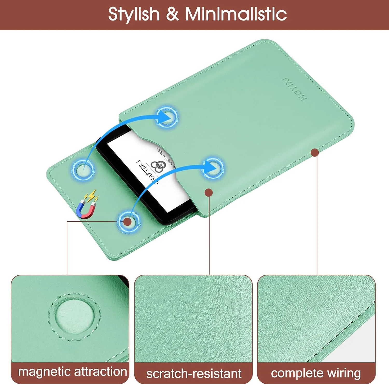 HoYiXi Universal Sleeve Case for 6.8",7" Paperwhite/Colorsoft/Signature Edition 2025 & 2021 Compatible 6.8" Kobo Clara HD/Pocketbook/Tolino Protective Case for 6.8'' 7'' ebook Reader, Green