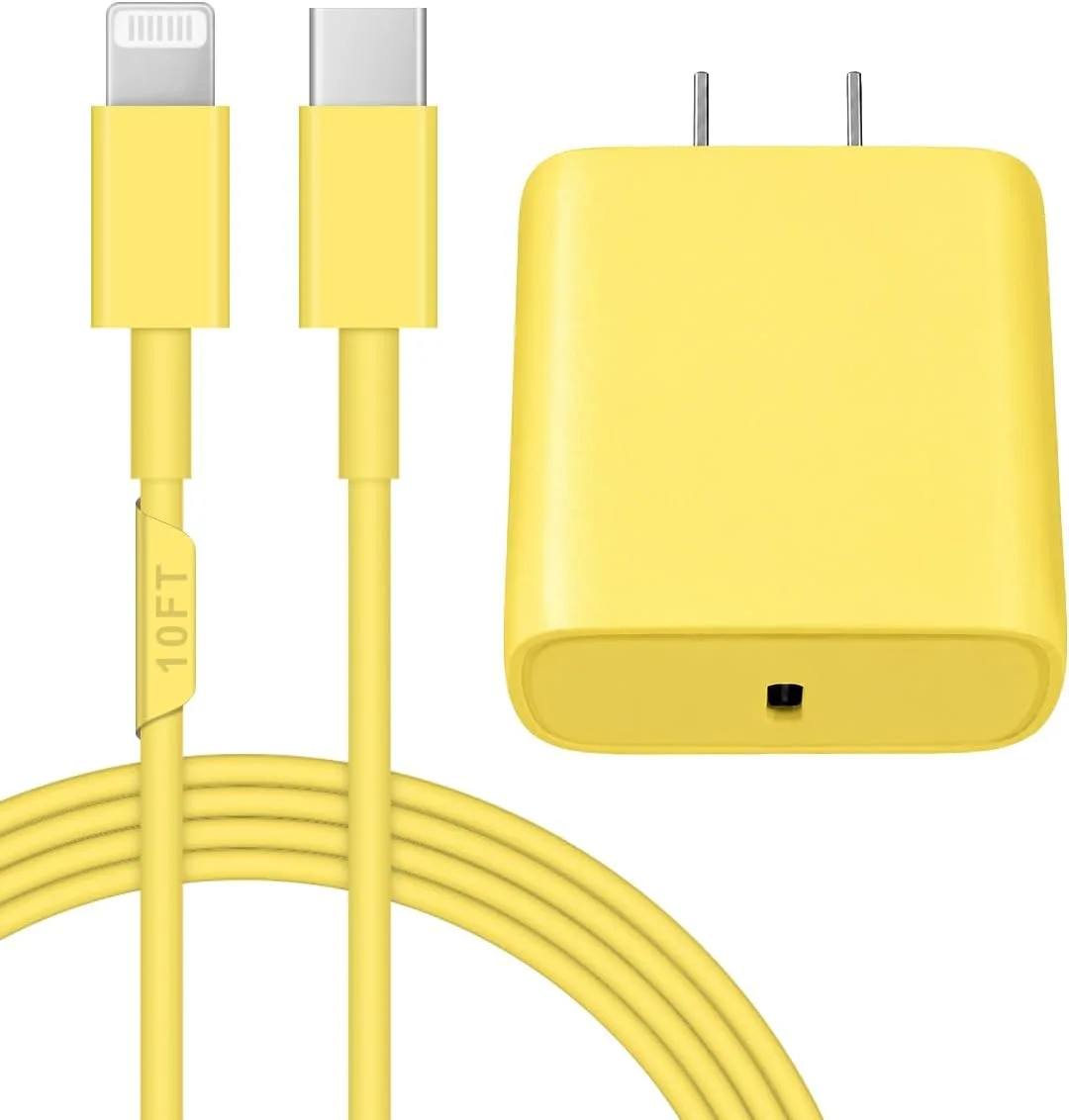 Extra Long 10FT iPhone 14 13 12 Charger Fast Charging 20W PD USB C Wall Charger with Fast Charging Cable Compatible iPhone 14/13/12/11/Pro/Pro Max/Mini/Xs Max/XR/X, iPad - Yellow