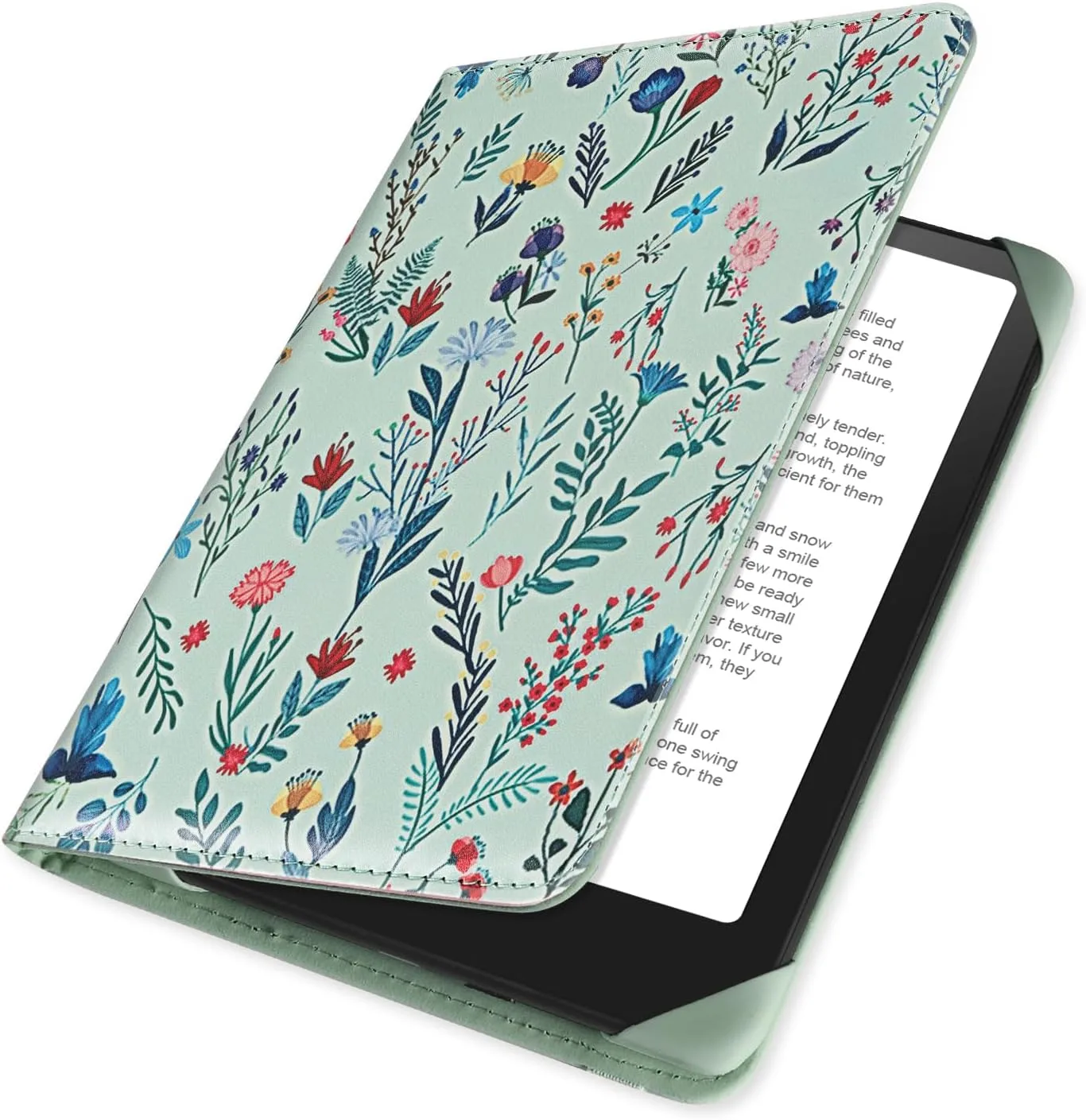 HoYiXi Universal Case for 6 inch Kindle eReader Compatible with Paperwhite(2015/2018)/Pocketbook and Tolino/Kobo Clara HD,6" eReader Protective Case Cover Elastic Rope,White Flowers