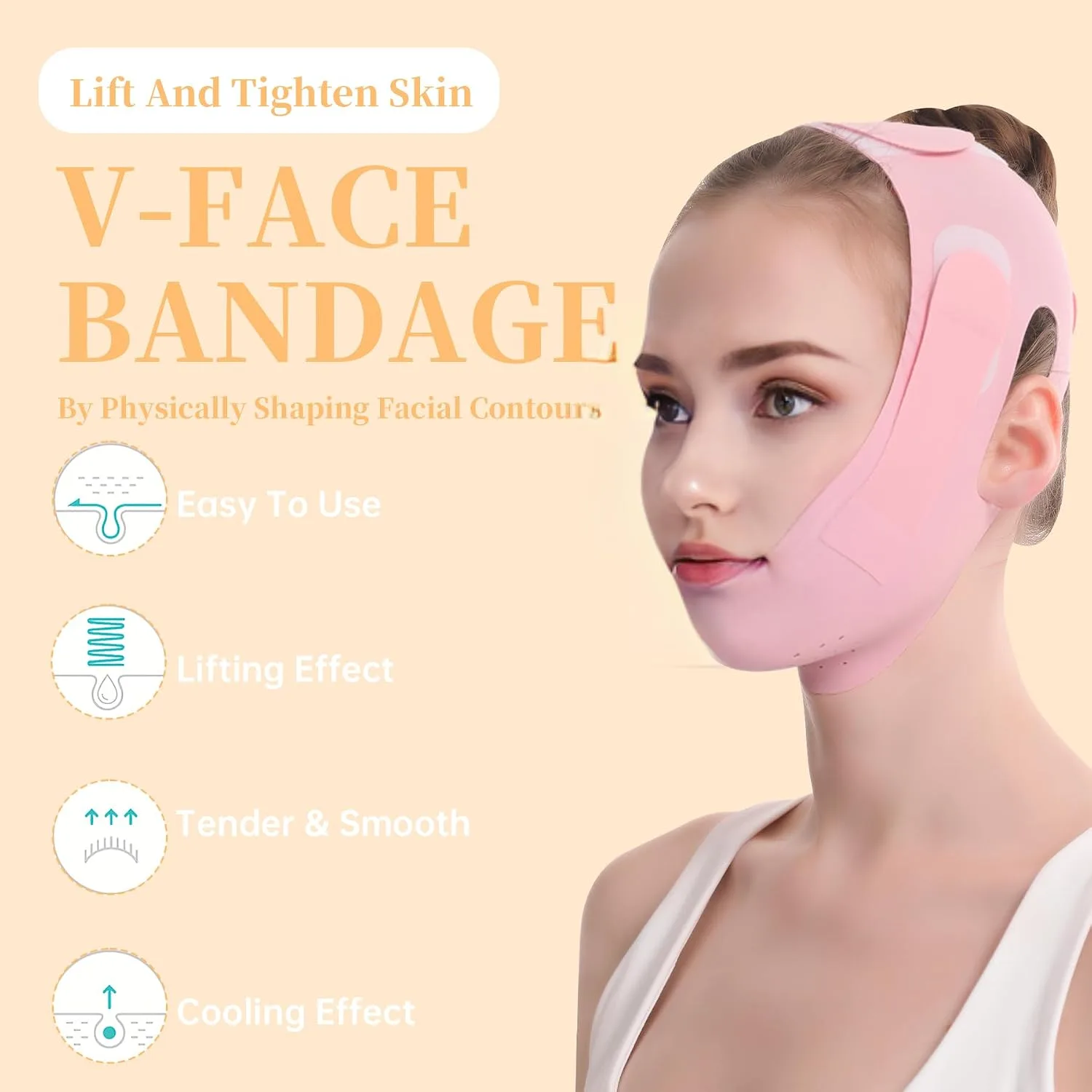 V Line Lifting Mask, Anti Aging Facial Mask for Firming and Contouring V Shape Lift Enhance Skin Elasticity Reduce Fine Lines Revitalize Skin for All Skin Types