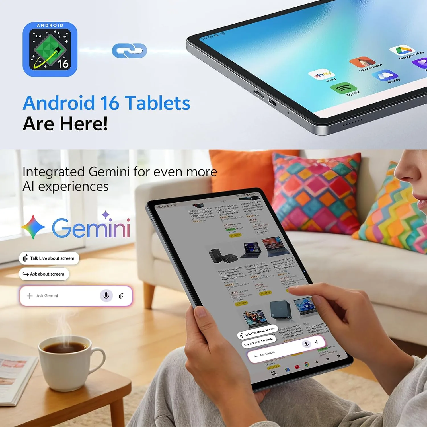 Tablet 11 Inch, Android 16 Tablet, Gray