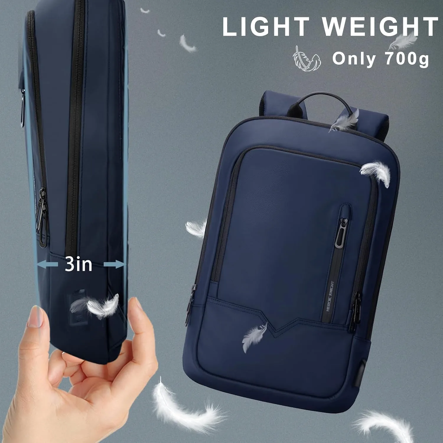 hk Backpack for Men, Business Slim Computer Bag for 17.3 Inch Laptop