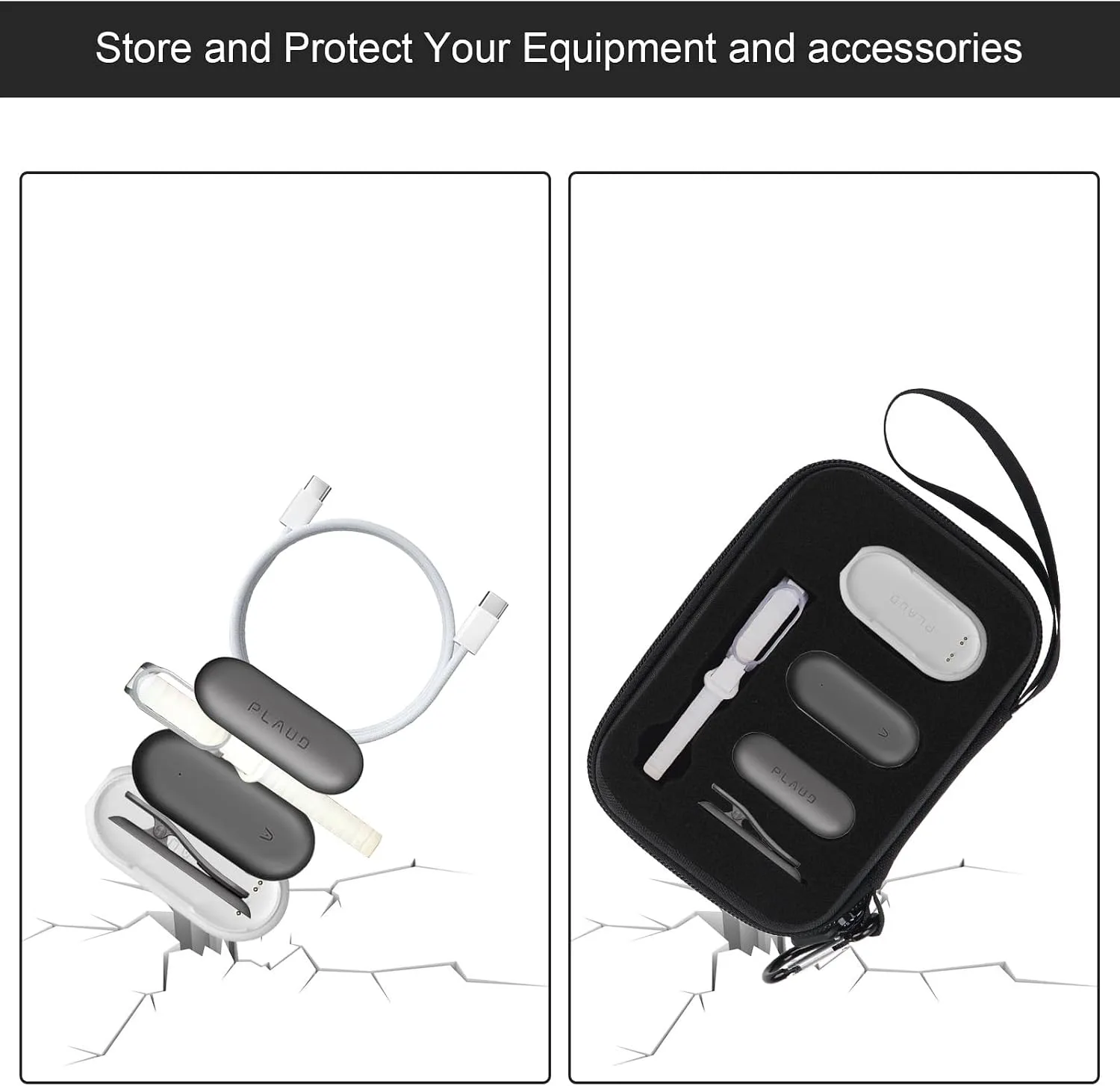 YouKnow Hard Case Compatible with PLAUD NotePin/NotePin S AI Voice Recorder - with Custom Foam Insert Holds Recorder, Magnetic Pin, Clip, Dock, Wristband & Cable (Case Only) (Black)