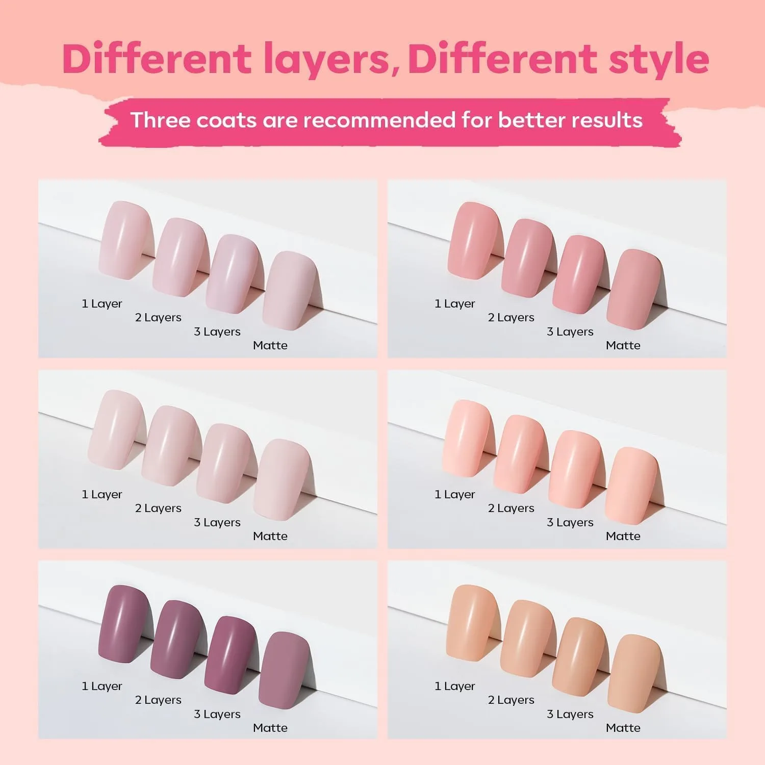 modelones Nude Nail Polish, 6 Colors Neutral Nude Nail Polish Set
