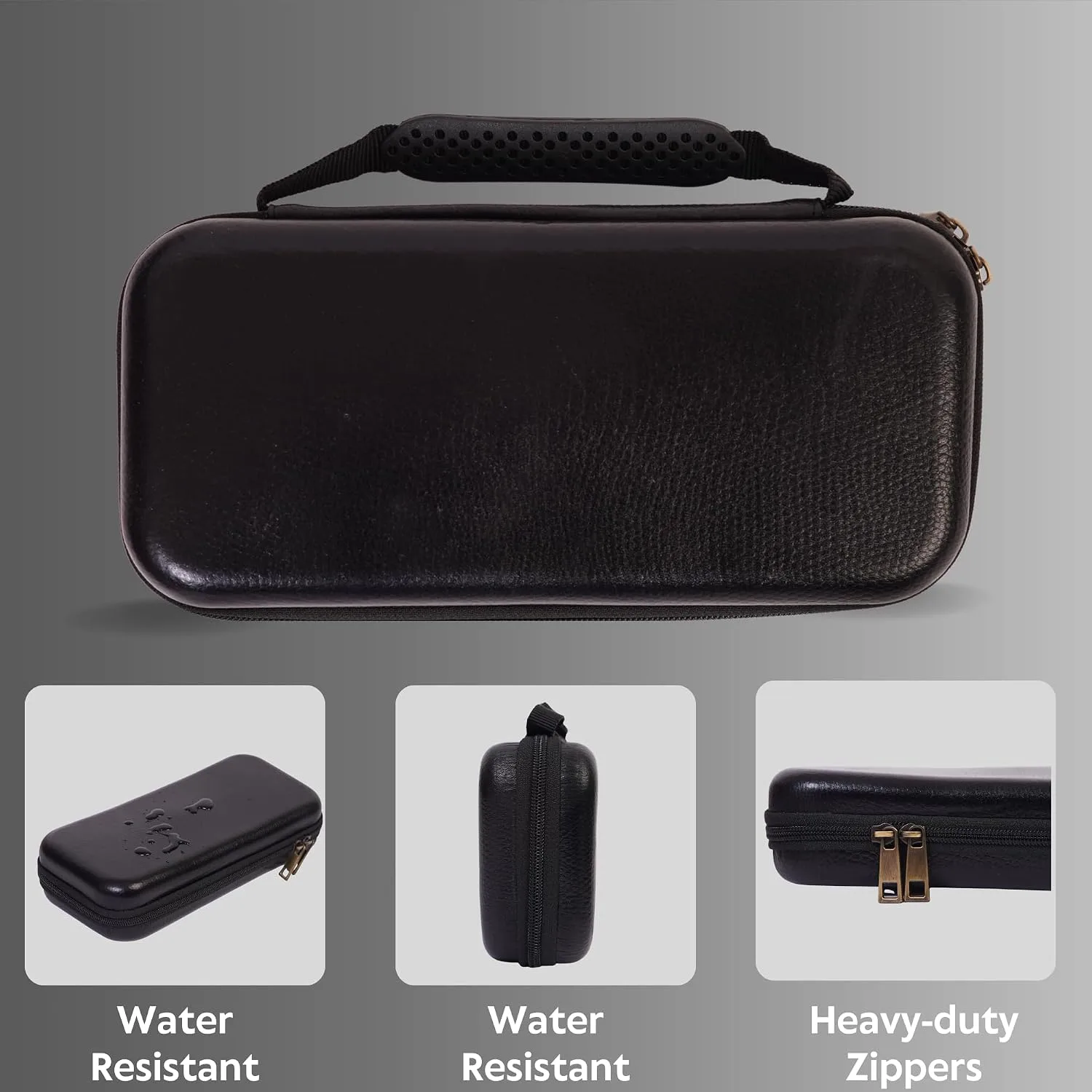 DreamController Limited Edition Genuine Leather Hard Shell Travel Case for Nintendo Switch with 10 Gamecard Slot with Back Protective Dockable Case, 2 Cover, 4 Thumbstick Cap & Screen Protector