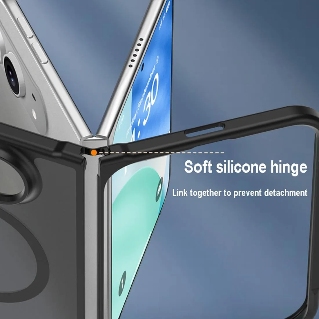 Magnetic Case for iPhone Duo Slim Fit Lightweight Hard PC Back Soft TPU Hinge Bumper Stable Shockproof Protective Fold Cover Compatible with Magsafe Black