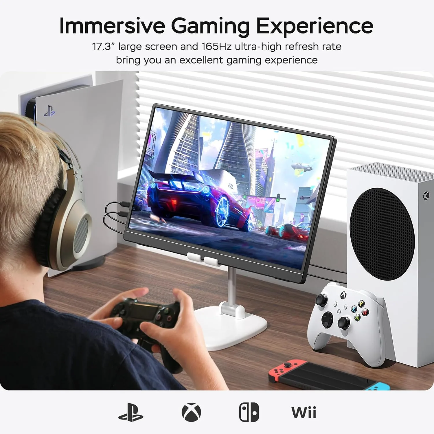 MNN 17.3" QHD 165Hz USB-C HDMI Gaming Monitor