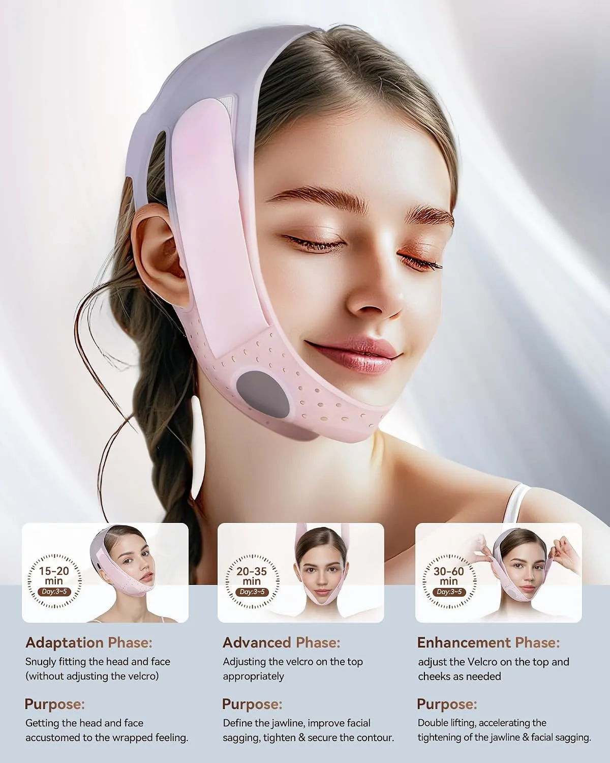 Reusable V-Line Sculpting Face Mask,Silicone Chin Strap for Jawline