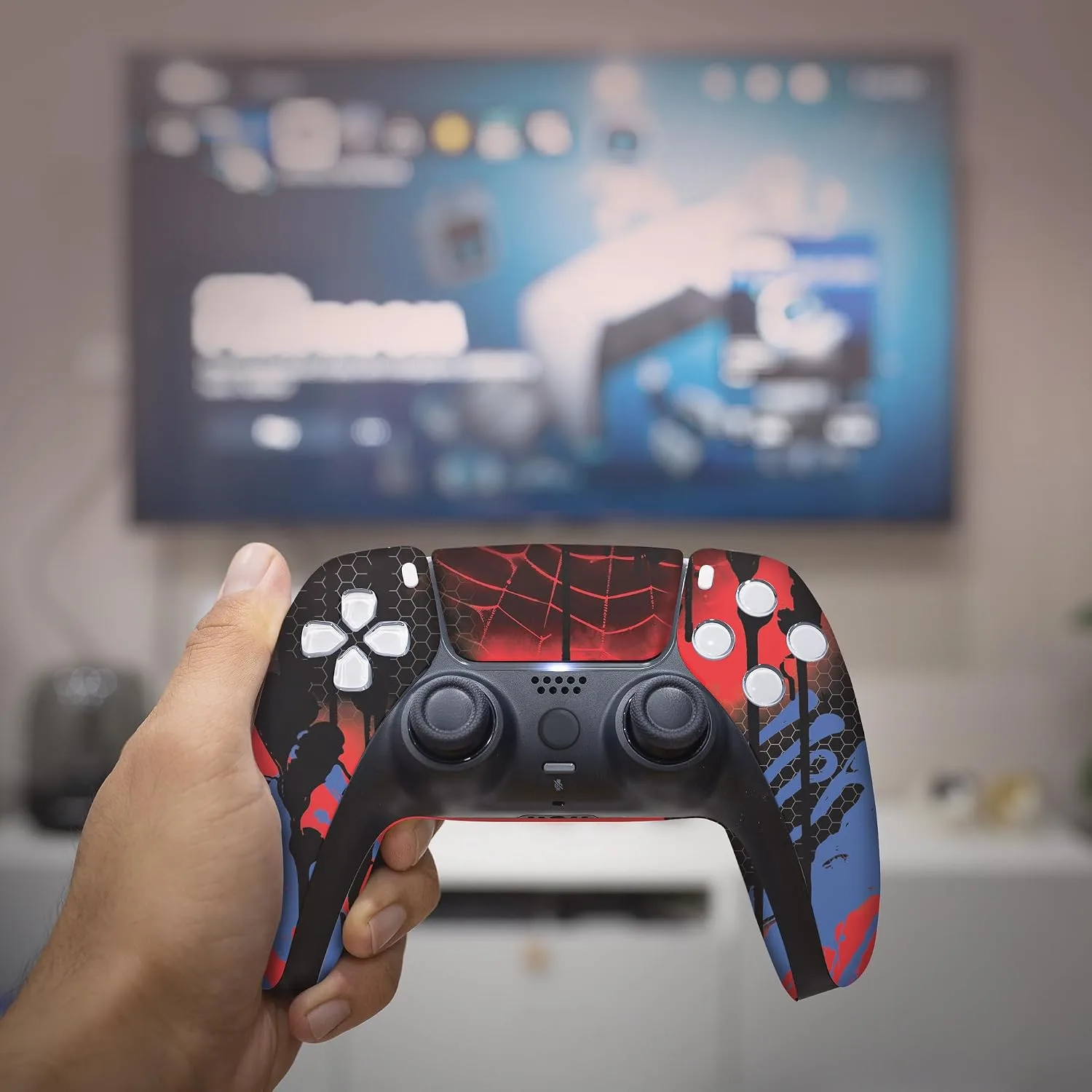 Web Slingeer Custom PS-5 Controller Wireless compatible with Play-Station 5 Console by BCB Controllers | Proudly Customized in USA with Permanent HYDRO-DIP Printing (NOT JUST A SKIN)