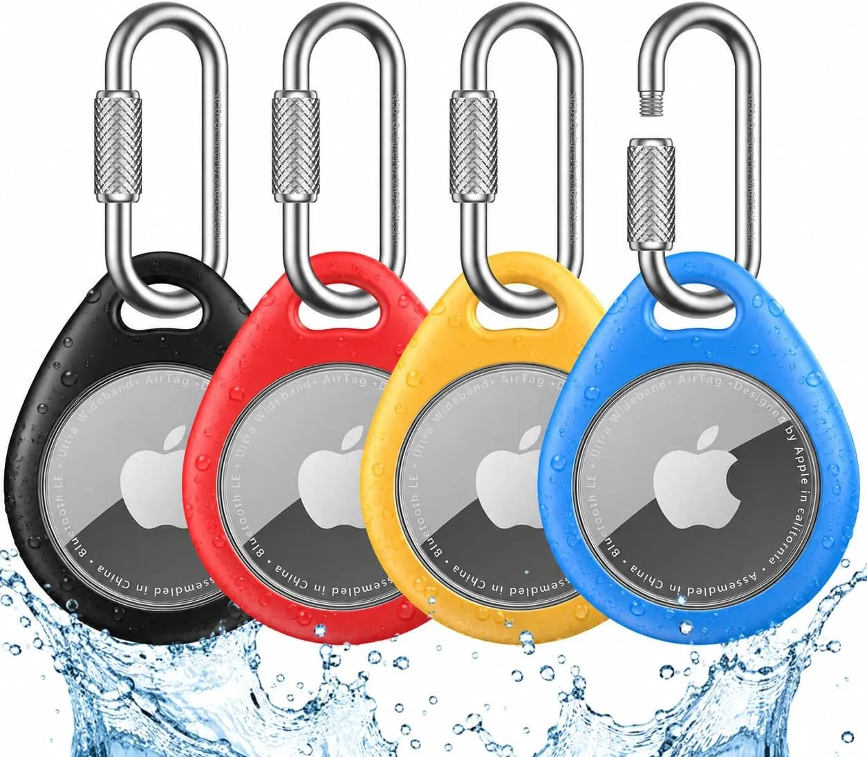 Funda para AirTag Unbreakcable con mosquetón profesional, pack de 4