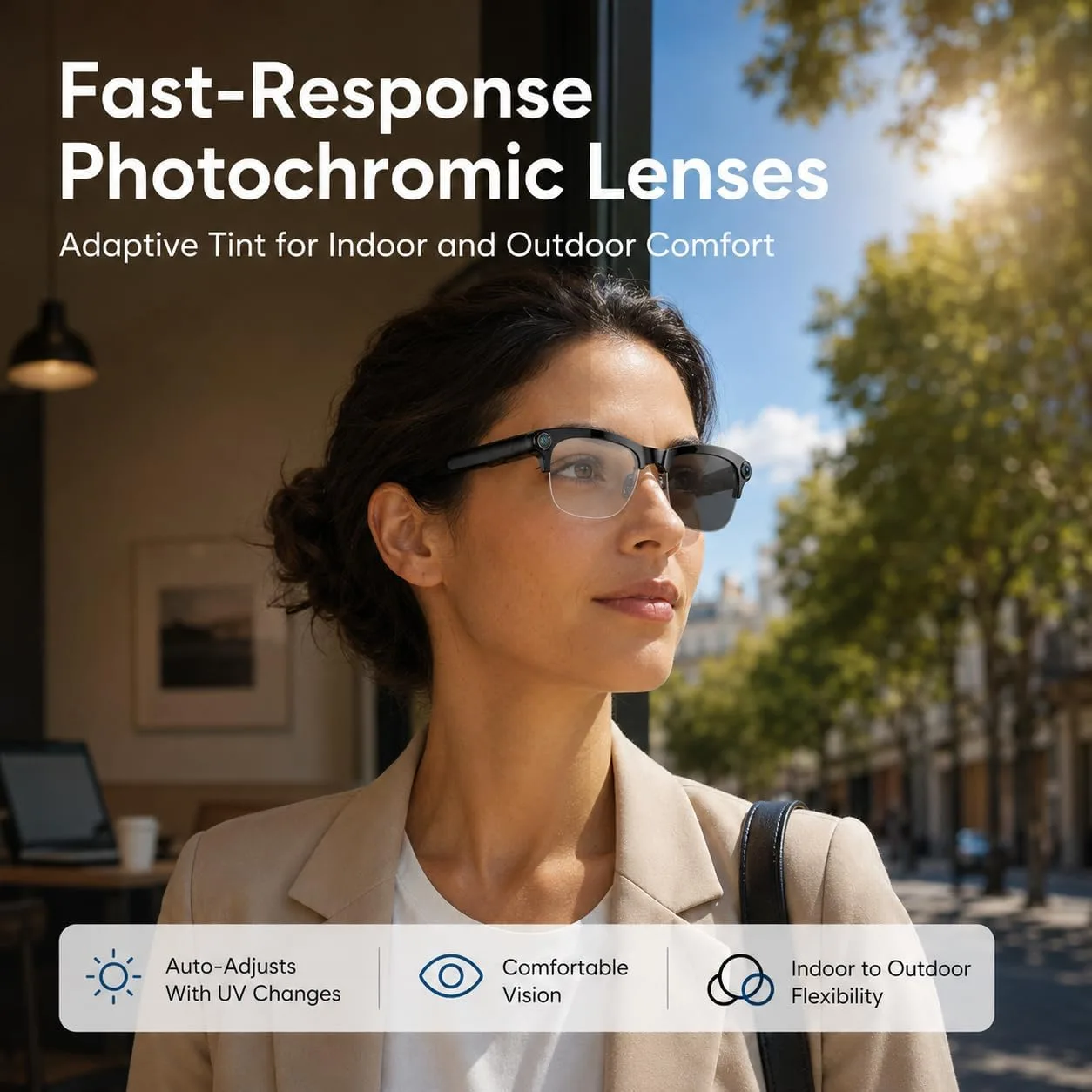 AI Smart Glasses with camera, 8MP HD Camera Glasses,Bluetooth Music & Calls