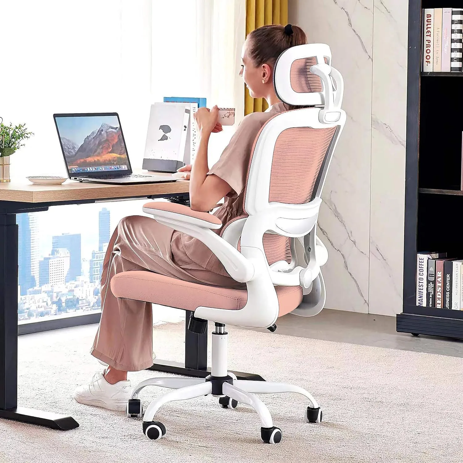 TRALT Office Chair Ergonomic Desk Chair with Lumbar Support Pink, 1