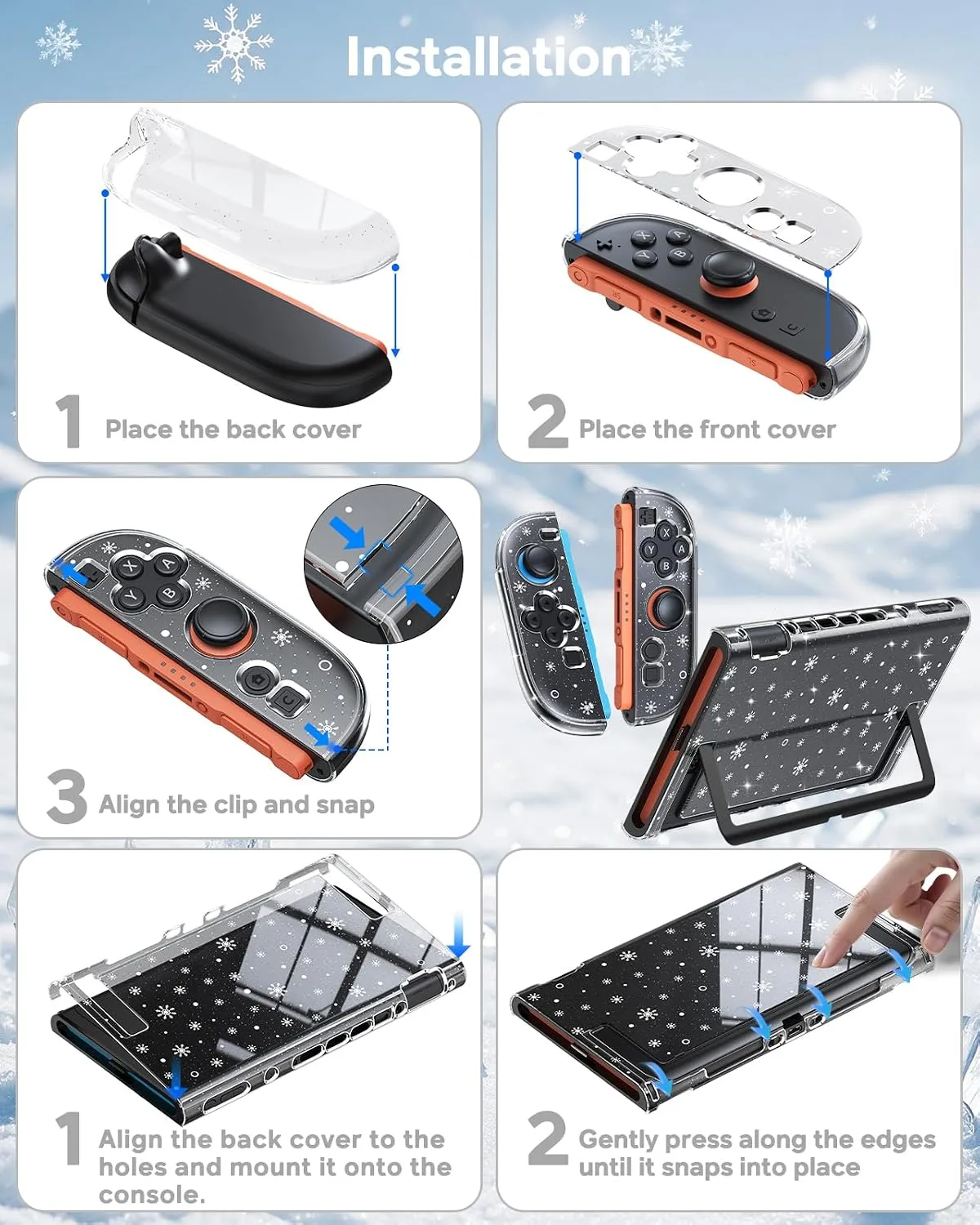 FYOUNG Dockable Case for Nintendo Switch 2,Snowflake Protective Cover Shell