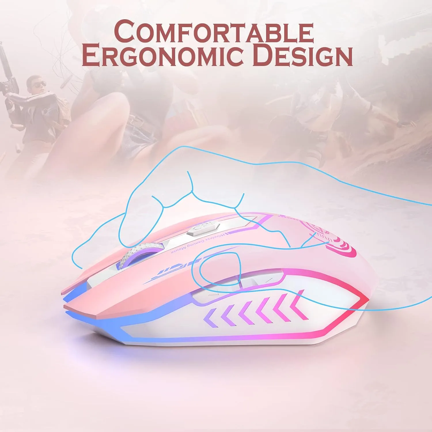 UHURU Wireless Gaming Mouse, Rechargeable 10000 DPI LED PC Mouse