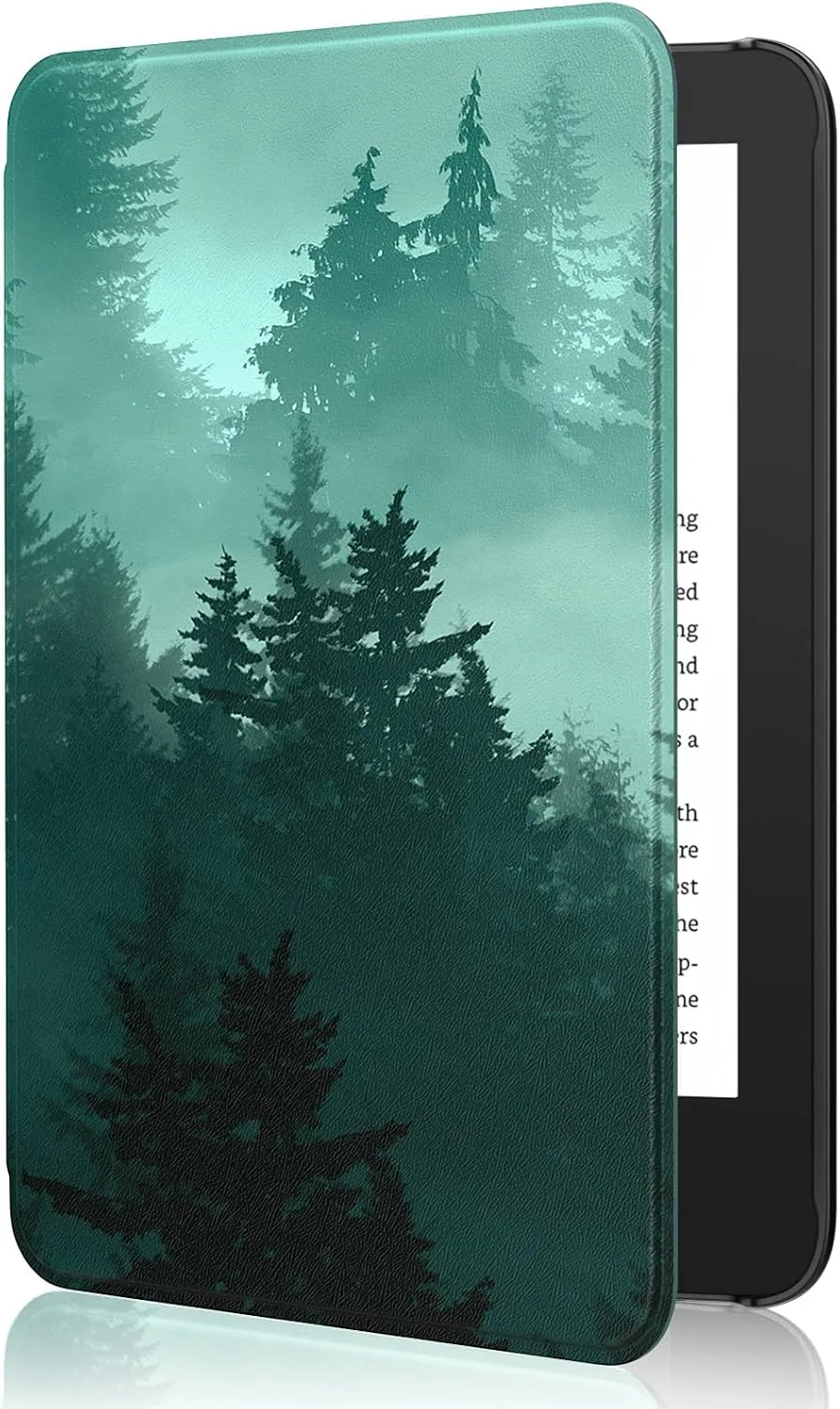 MoKo Case for 6" Amazon Kindle Basic 11th Gen 2024/2022, Green Forest