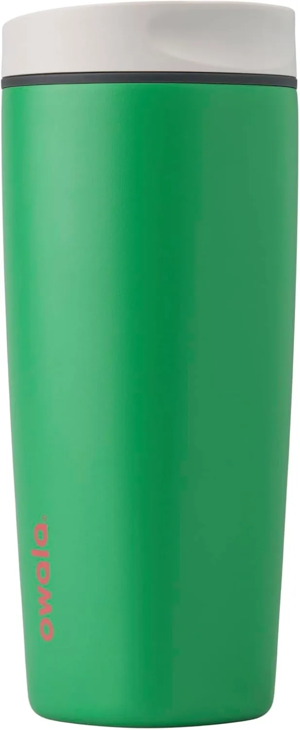 Owala SmoothSip Slider Insulated Stainless Steel Coffee Tumbler, Reusable Iced Coffee Cup, Hot Coffee Travel Mug, BPA Free 12 oz, Vanilla Bean