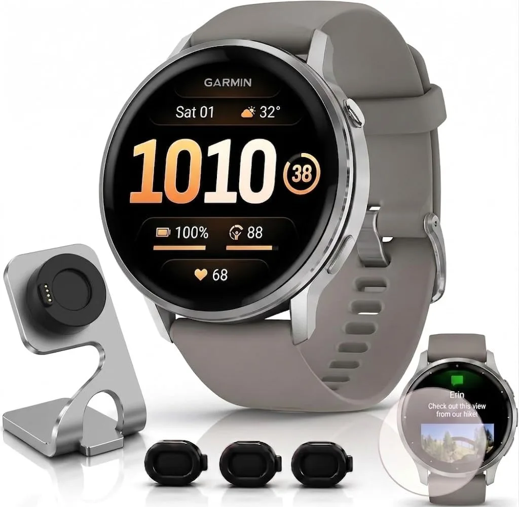 Garmin Venu 4 Health Fitness GPS Smartwatch 45mm AMOLED Bundle