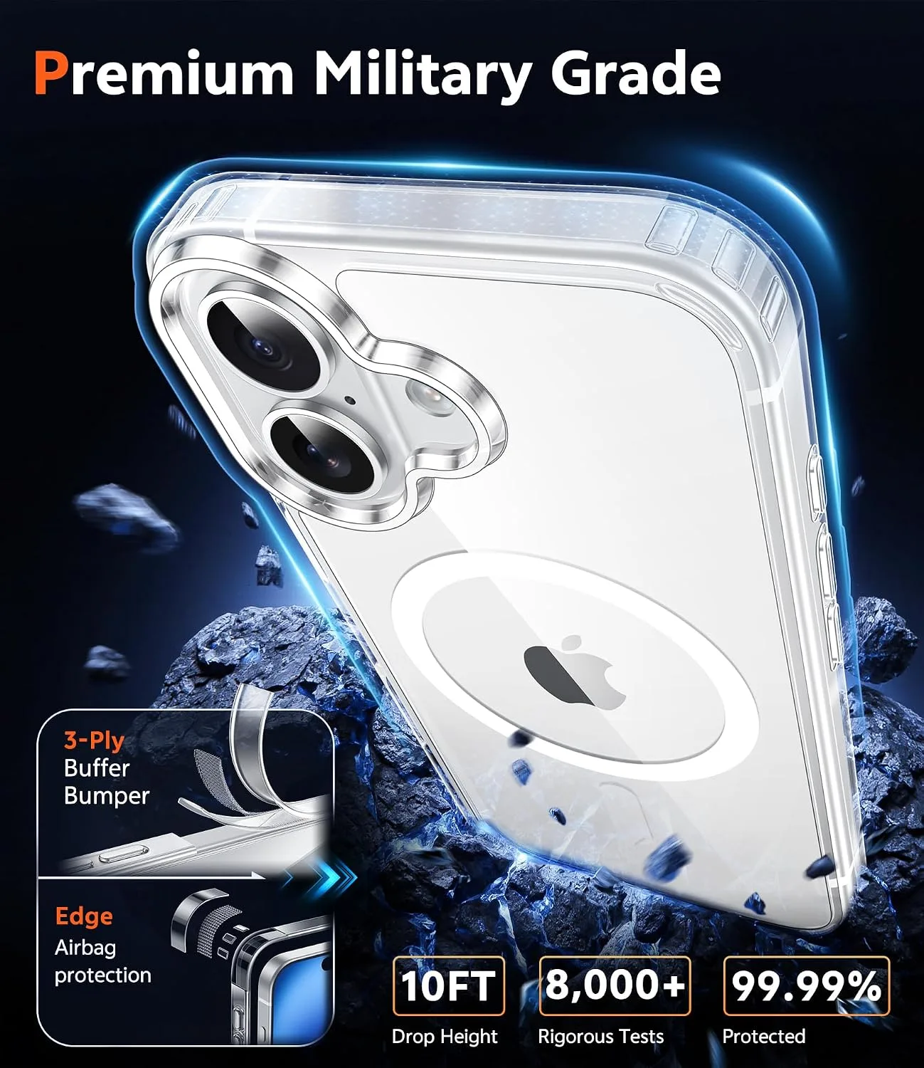 FNTCASE for iPhone 16 Phone Case Compatible with Magsafe Clear Phonecase