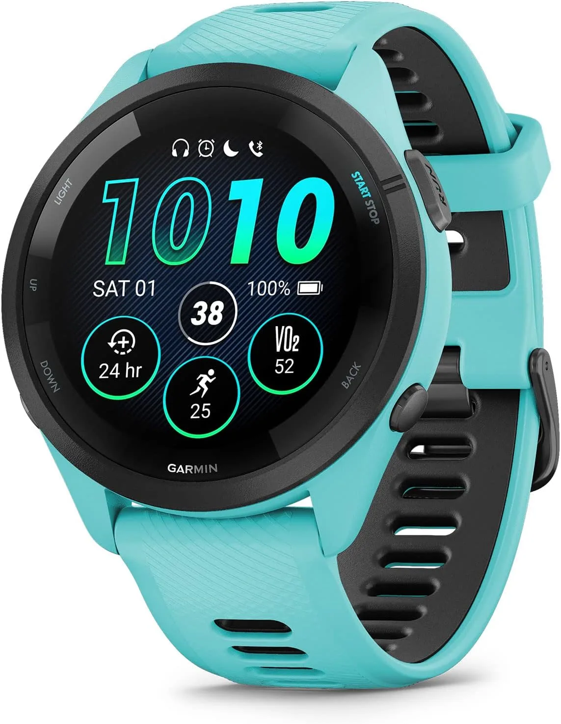 Garmin Forerunner® 265, Running Smartwatch, 46mm, Black/Powder Gray