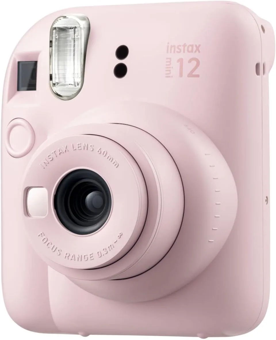 Fujifilm Instax Mini 12 Instant Film Camera Blossom Pink, Fujifilm Instax Mini Twin Pack Instant Film 20 Prints, Prtotective Case, Gift Bundle