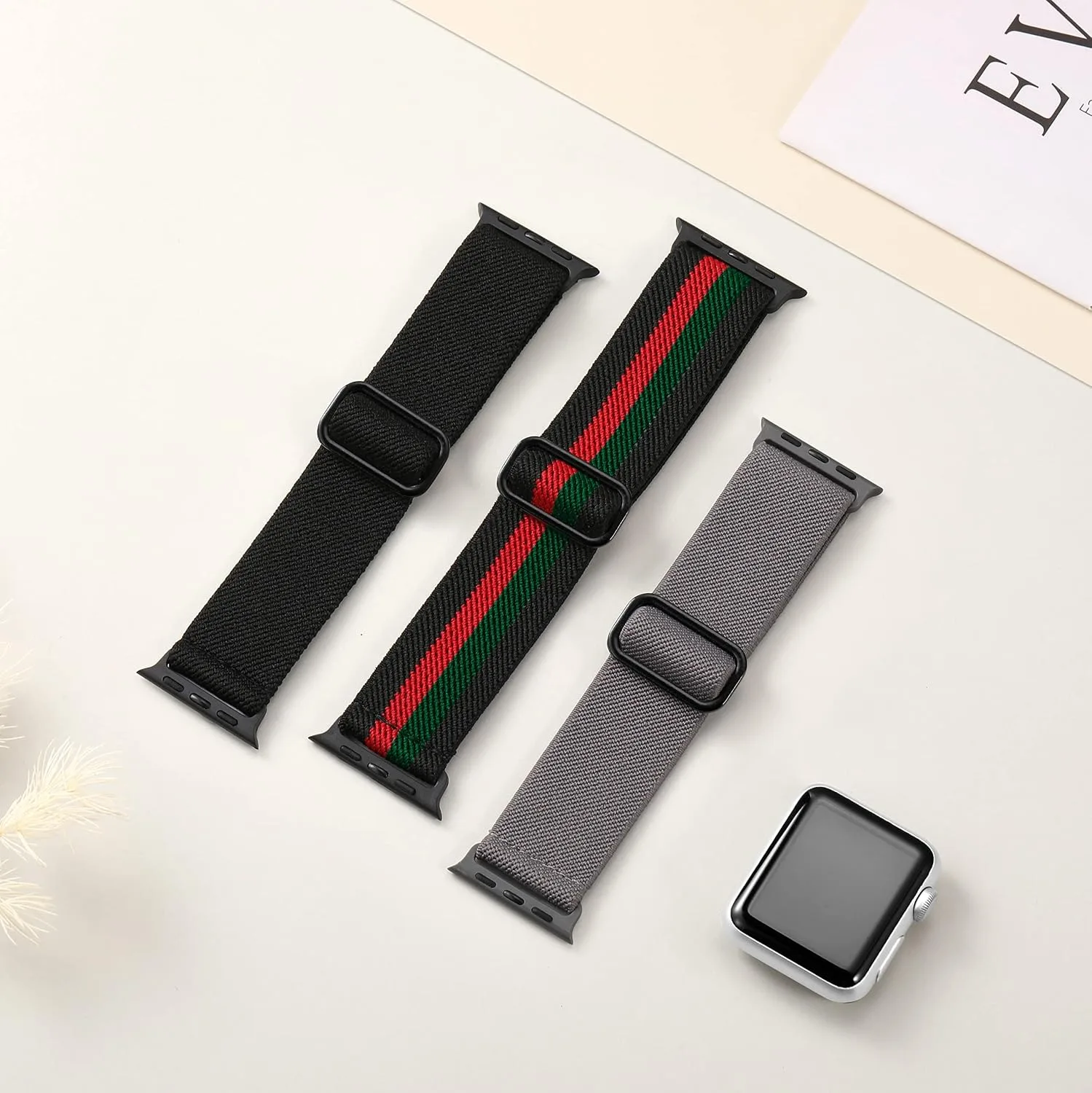 DaQin 3 Pack Stretchy Solo Loop Compatible with Apple Watch Bands Men Women