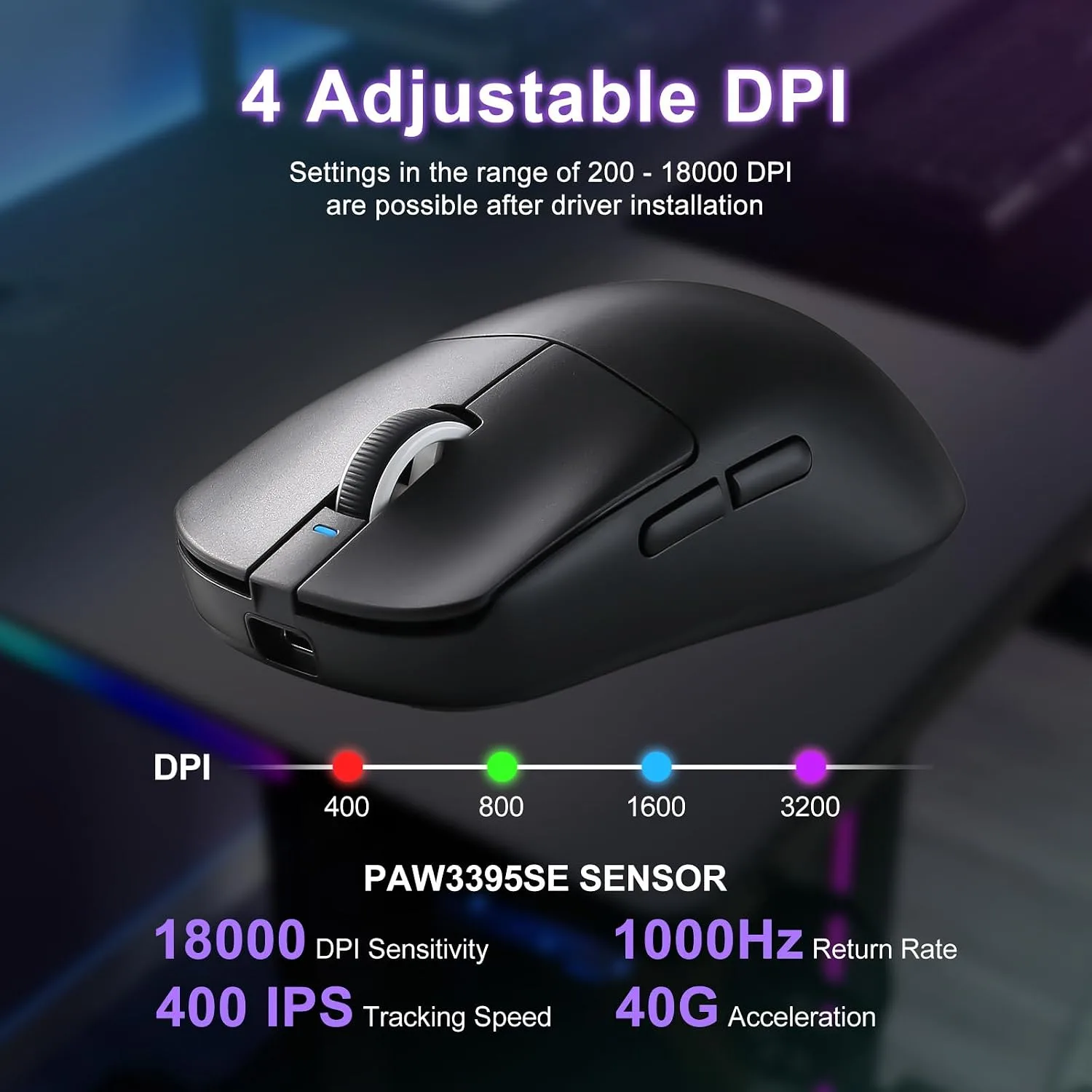 ATK R1 SE+ Wireless Gaming Mouse, 18000 DPI,Tri-Mode Mouse(Black)