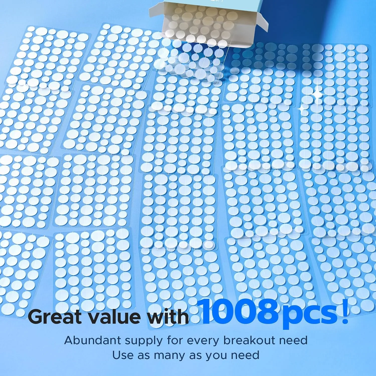 LitBear Pimple Patch Bulk, 1008 Patches 3 Size Acne Patches for Face