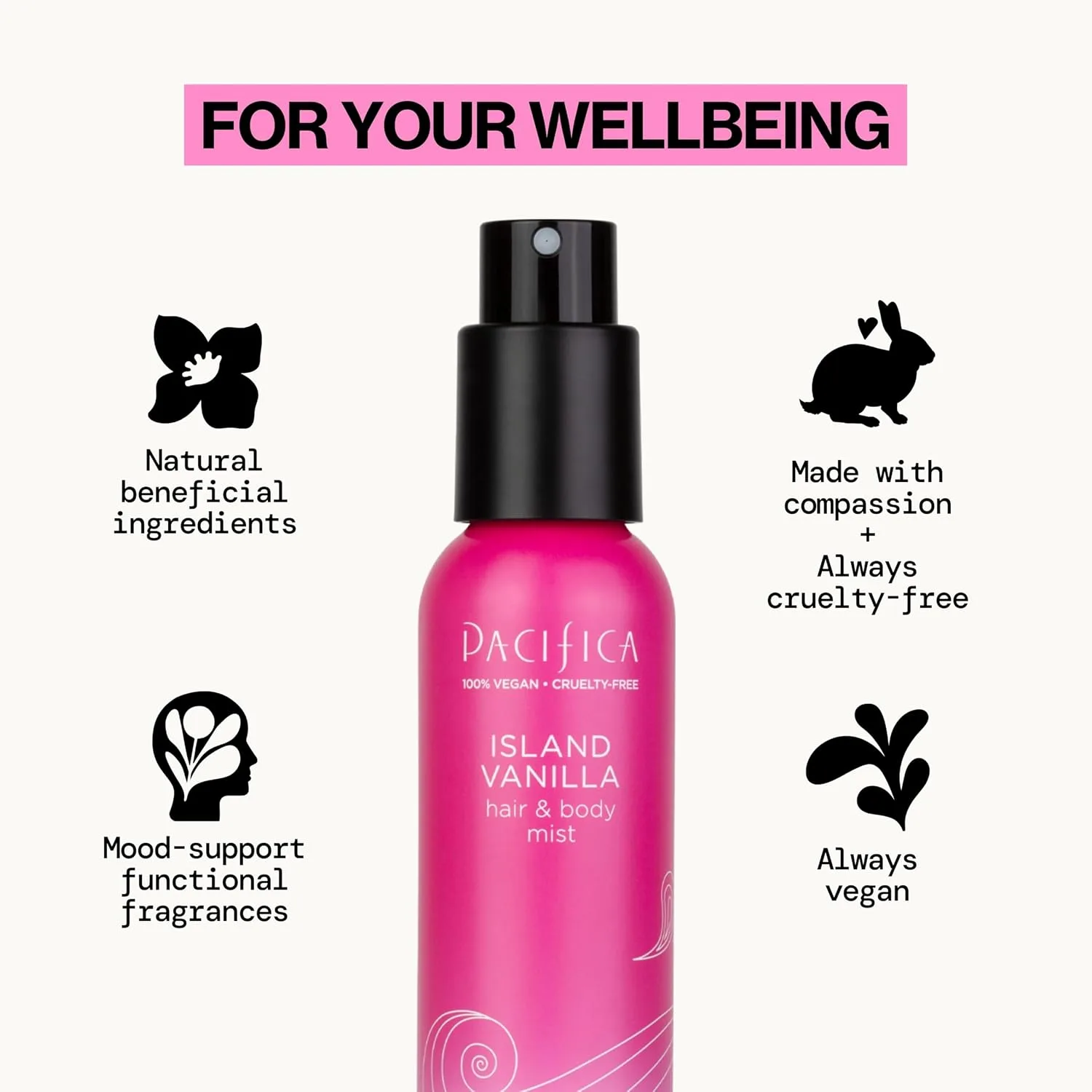Pacifica Hair Mist Perfume & Full Body Spray for Women - Island Vanilla Body Mist Fragrance w/Sugar, Vanilla & Sandalwood Clean Beauty Alcohol-Free, Vegan & Cruelty-Free, 5 oz